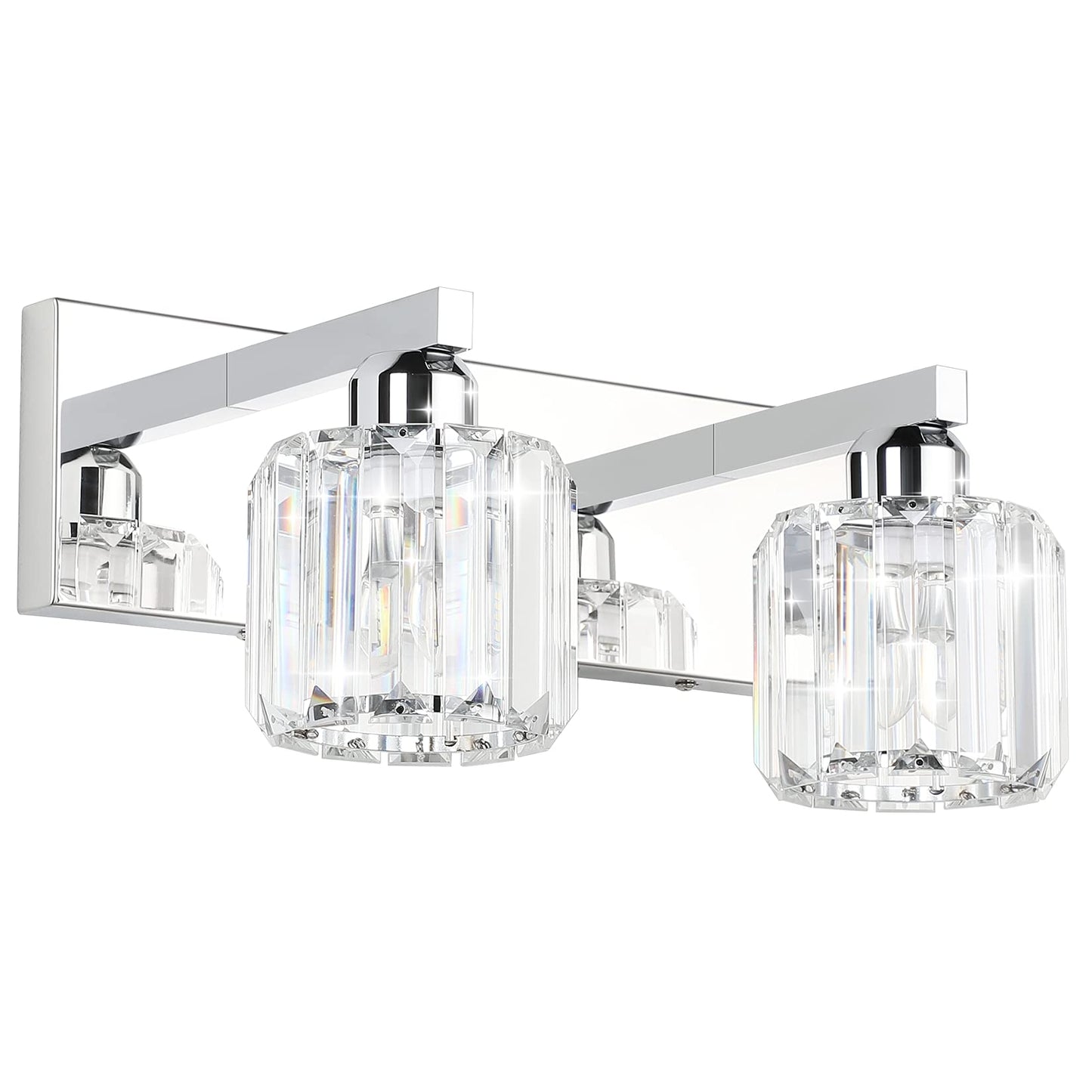 Aipsun Brushed Nickel Vanity Light Bathroom Lighting Fixtures 3 Light Crystal Modern Bathroom Vanity Light (Exclude Bulb)
