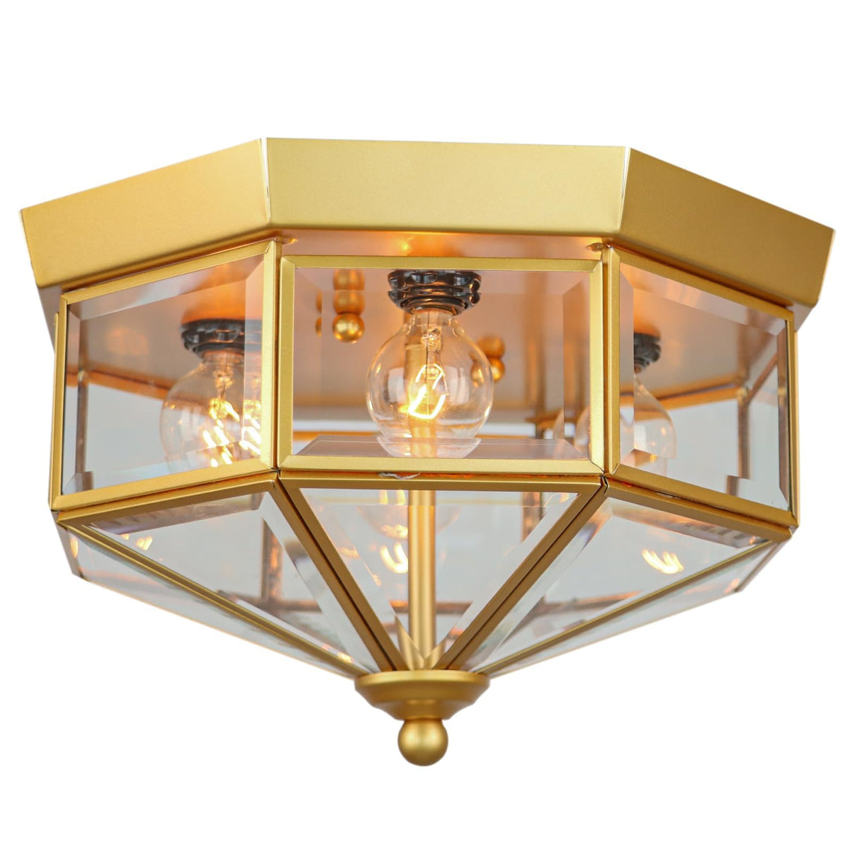 Farmhouse Style Square Flush Mount Ceiling Light, 4-Light Modern. | Ceiling Light Fixture with Clear Glass, Black Close-to-Ceiling for Kitchen Hallway Balcony Porch Stairway, E12 Base