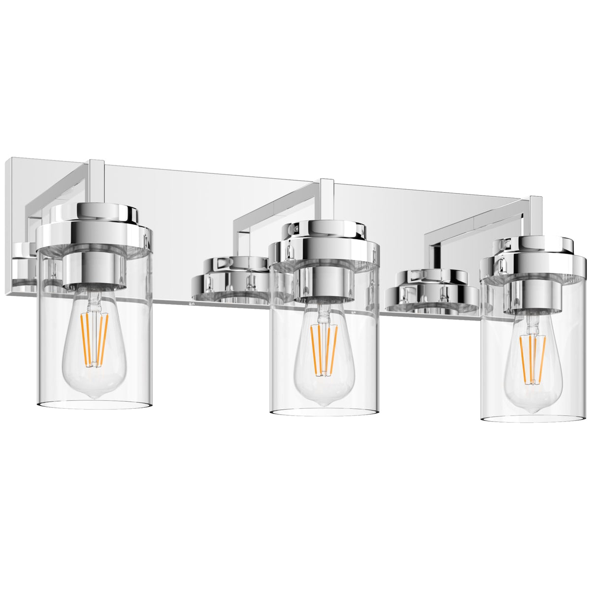 Bathroom Vanity Light, 3 Light Matte Black Vanity Lights with Clear Glass Shade, 22in Modern Wall Sconces, Bathroom Lighting Fixtures Over Mirror for Living Room