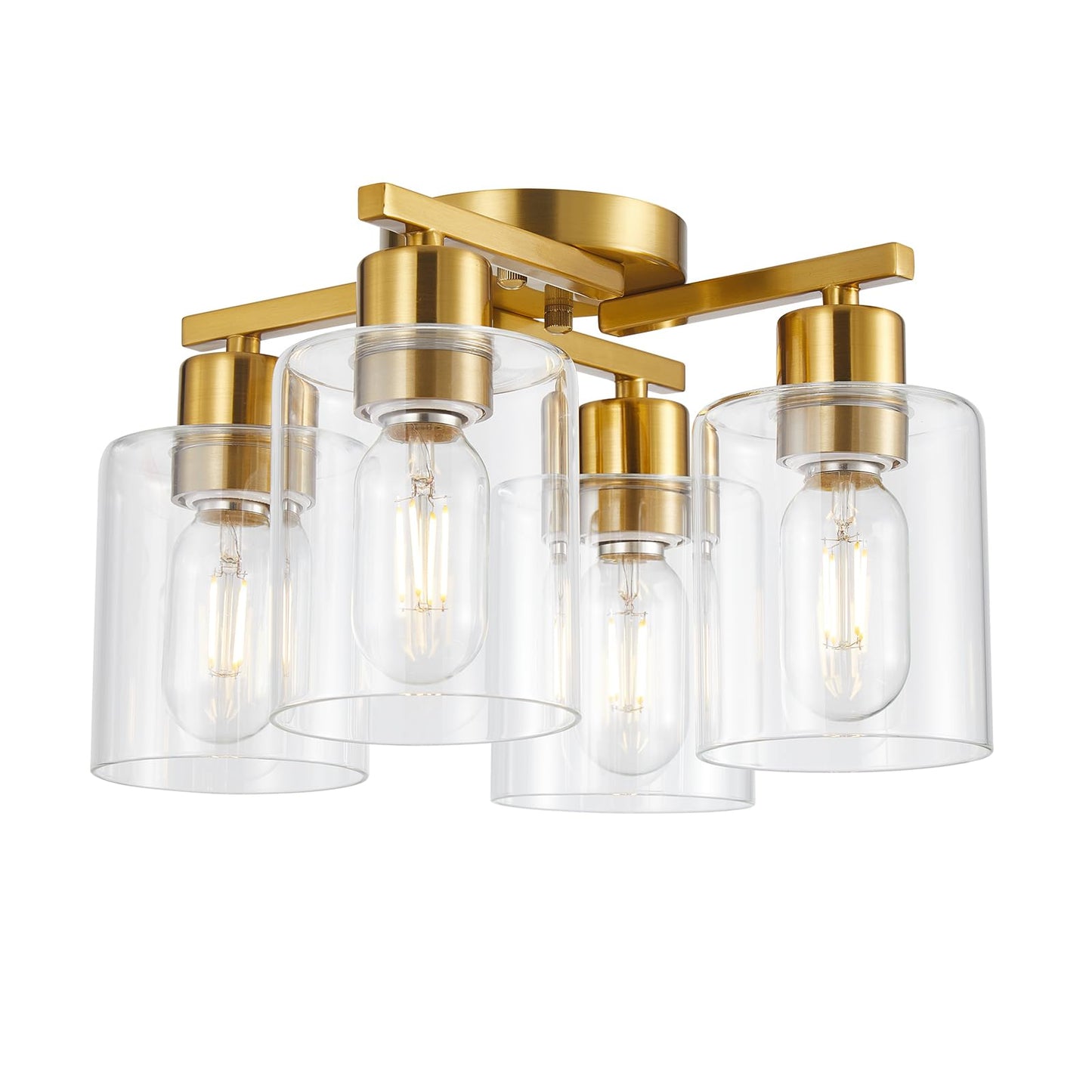 Semi Flush Mount Ceiling Light Kitchen Lighting Fixtures Ceiling Brushed Nickel Kitchen Cieling Light Fixtures with Clear Glass Shade for Dining Room Bedroom Living Room Hallway E26 Scoket
