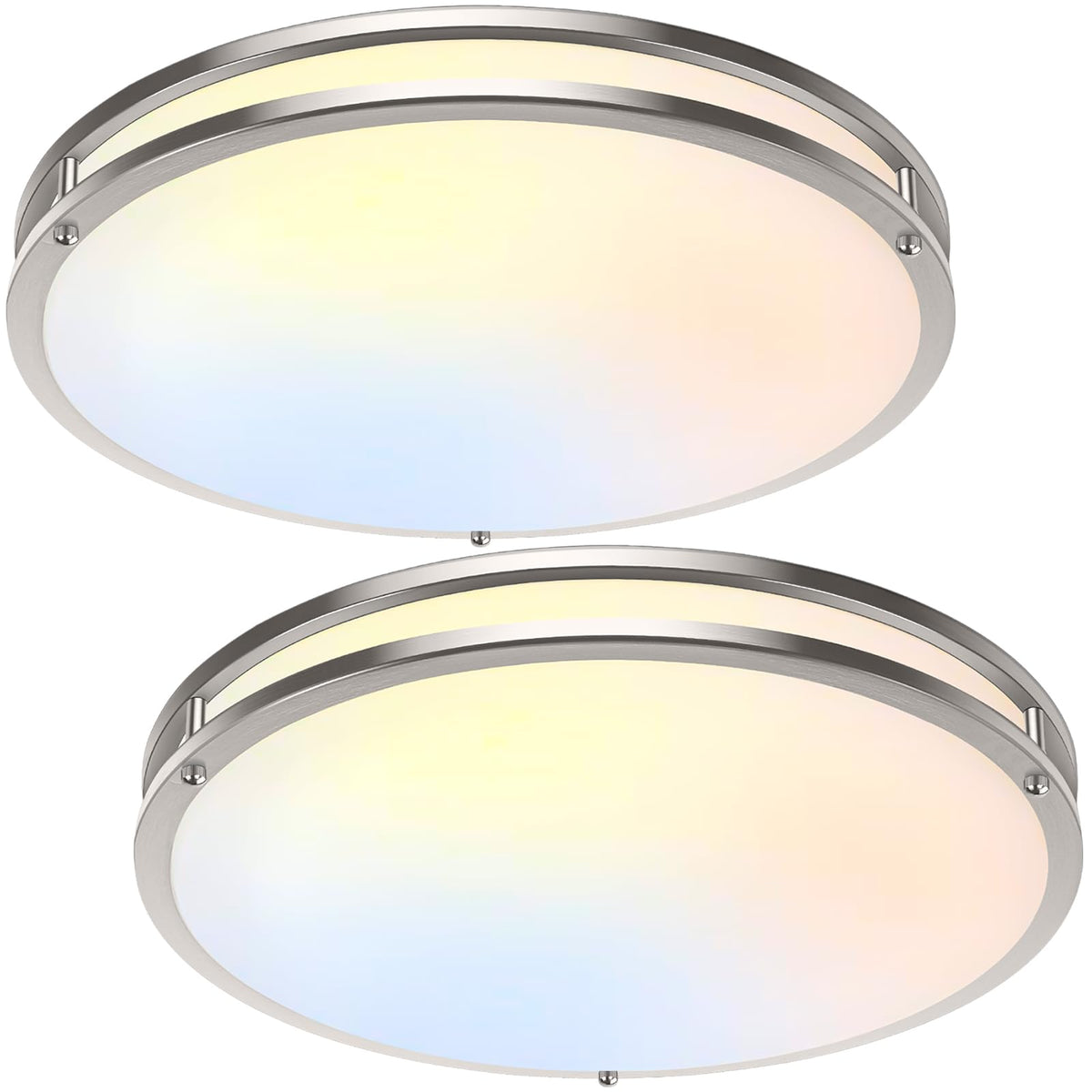 36W LED Ceiling Lights 3600lm Super Bright, Flush Mount Light Fixtures | Dimmable, 6500K/5000K/4000K/3000K/2700K Adjusted Modern Ceiling Lights 2PACK, 13in Ceiling Lamps for Bedroom Kitchen, Nickle