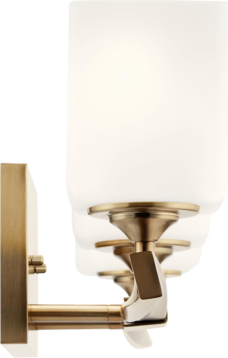 Kichler Marette 3-Light Bathroom Vanity Light, Champagne Bronze | Satin etched cased opal glass vanity light for bathrooms and powder rooms (23" x 8.25" x 6"), 55002CPZ