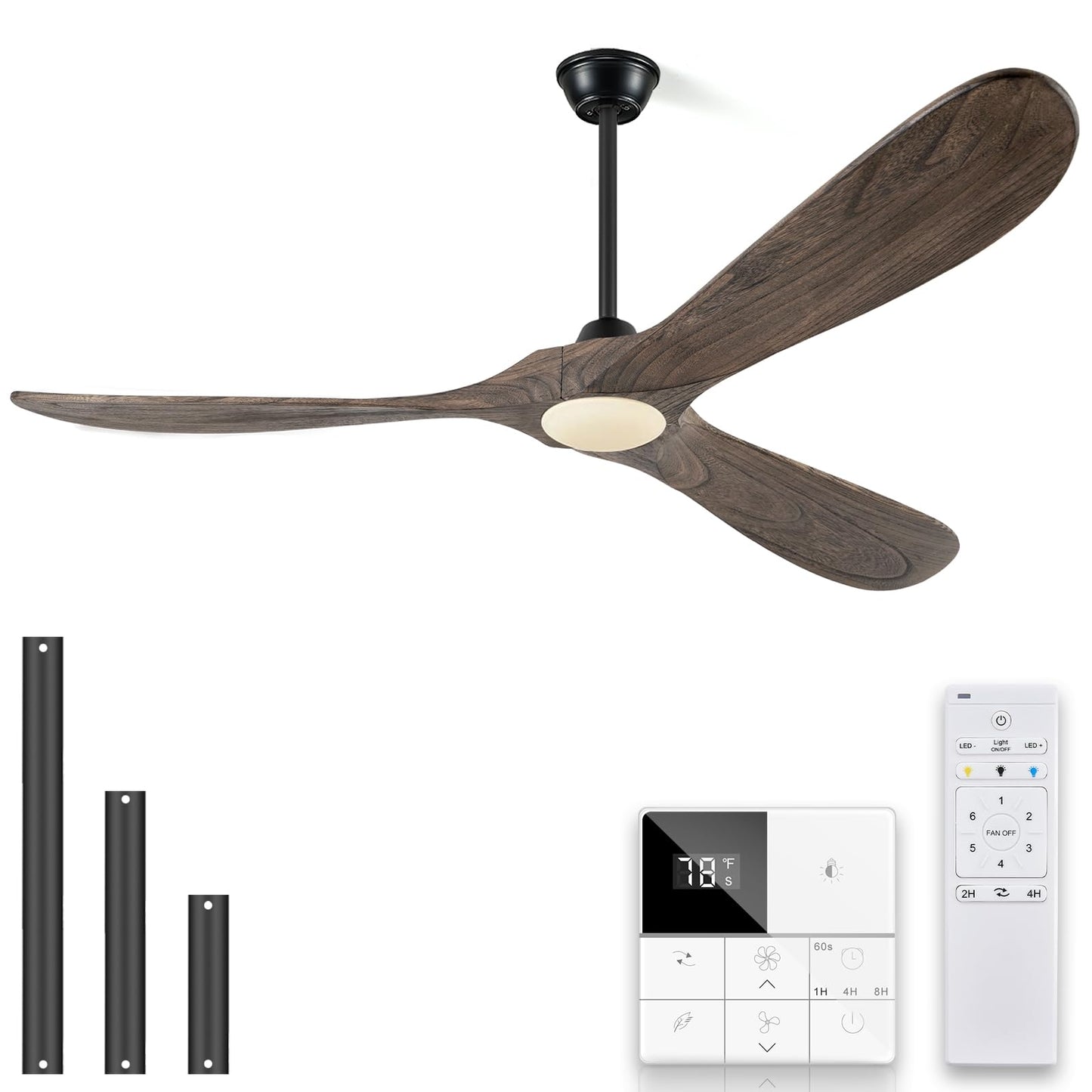 Eliora 60 Inch Ceiling Fans with Lights, Wood Outdoor Ceiling Fan for Patio and Remote Control Rustic Propeller Large Ceiling Fans with Light Farmhouse Indoor Quiet High cfm, Bronze Gray