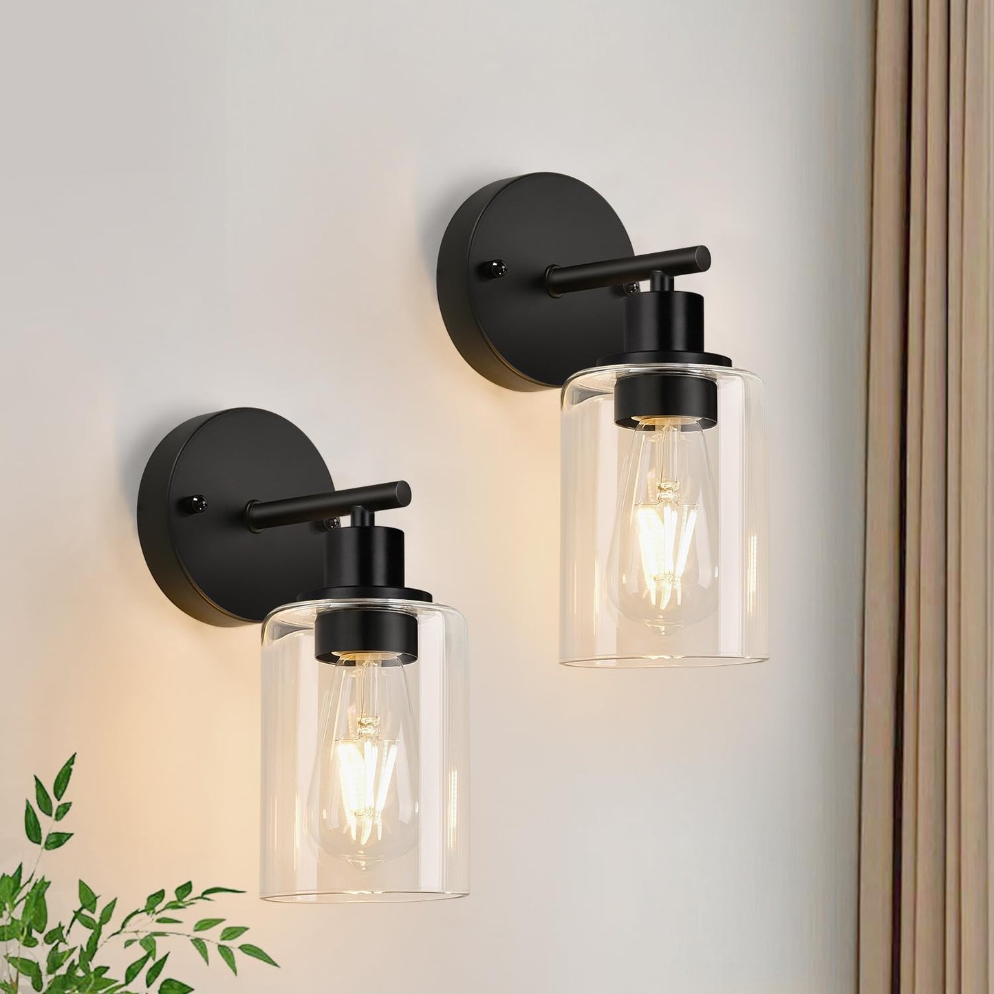 Zarbitta 3-Light Bathroom Light Fixtures, Brushed Nickel Vanity Light, Farmhouse Wall Lights with Clear Glass Shade, Bathroom Wall Lamp for Mirror Kitchen Bedroom Hallway Living Room Hallway Cabinet