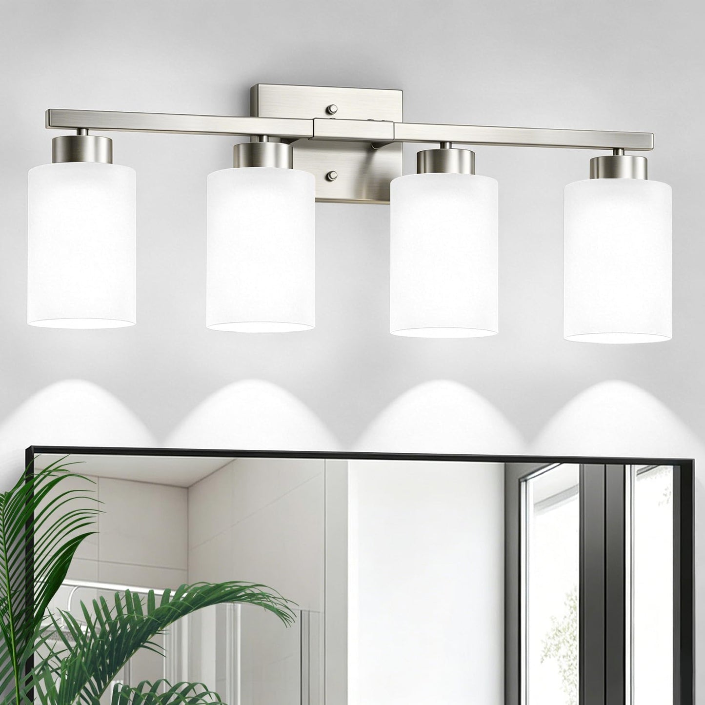 IZORRO Modern Bathroom Light Fixtures, 4 Light Black Vanity Lights, Bathroom Lighting Fixtures Over Mirror with Clear Glass for Living Room Cabinet Bedroom