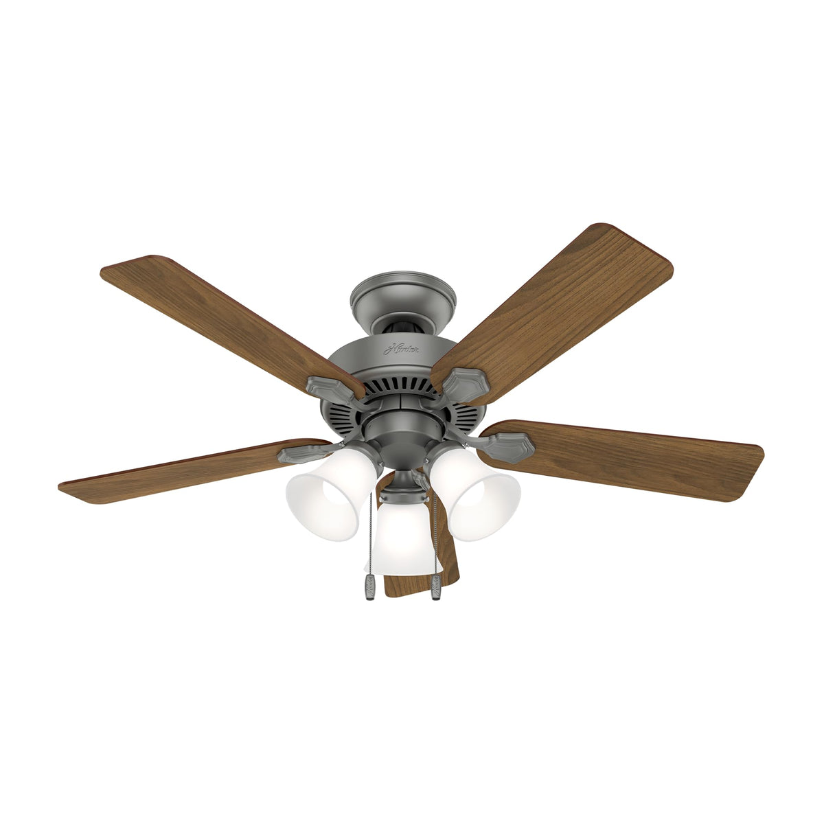 Hunter Swanson, Indoor, Ceiling Fan, with LED Lights, 44 inch, Fresh White | Standard Mount, Pull Chain, 5 Blades, For Bedroom, Living Room, Kitchen, 50885