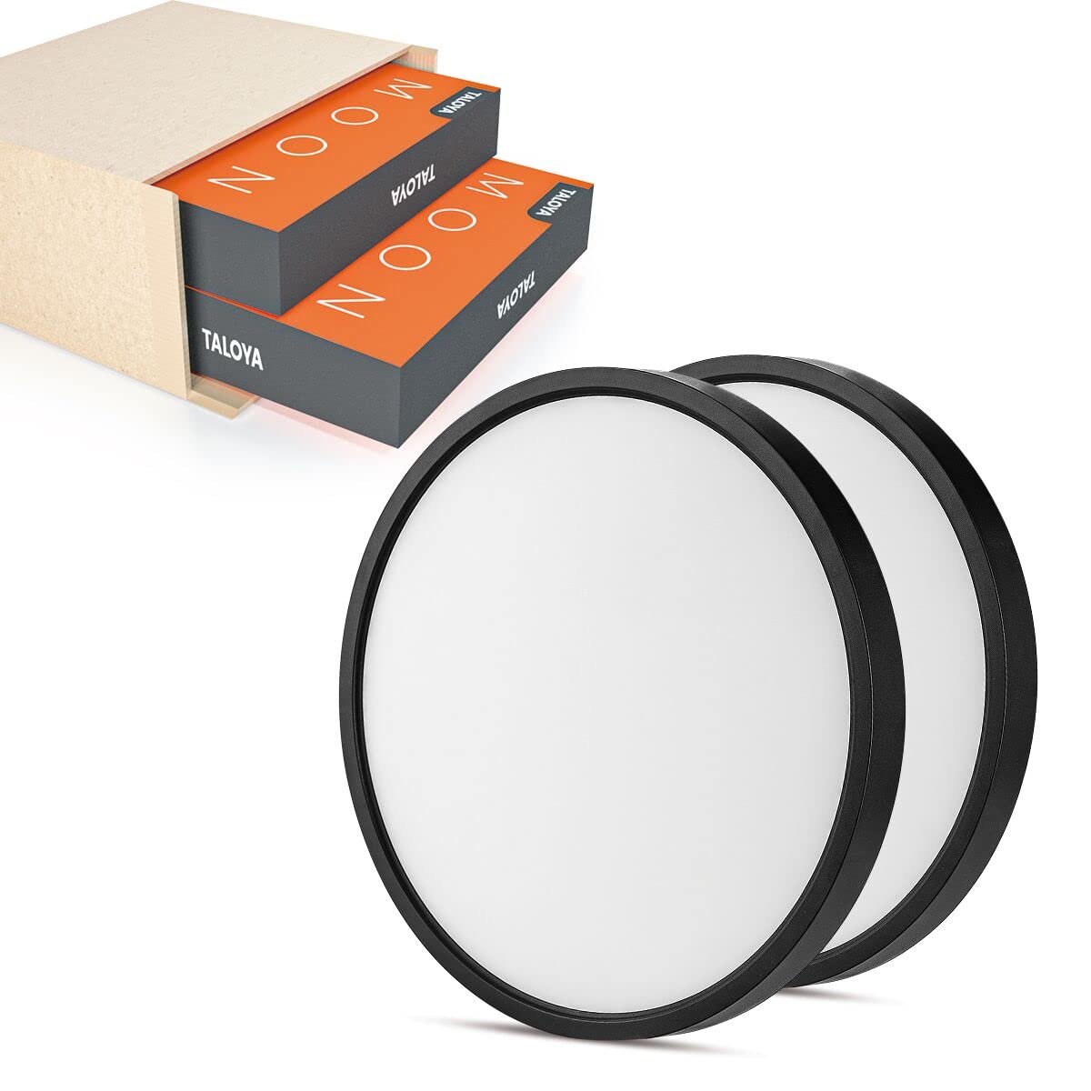 TALOYA 2 Pack 12 Inch LED Flush Mount Ceiling Light Fixture,20W 5CCT | Edge-Lit LED Ceiling Light Fixture for Bedroom,Kitchen,Laundry,Basement,Closet Room,3000K-6500K,100-240V Compatible,White