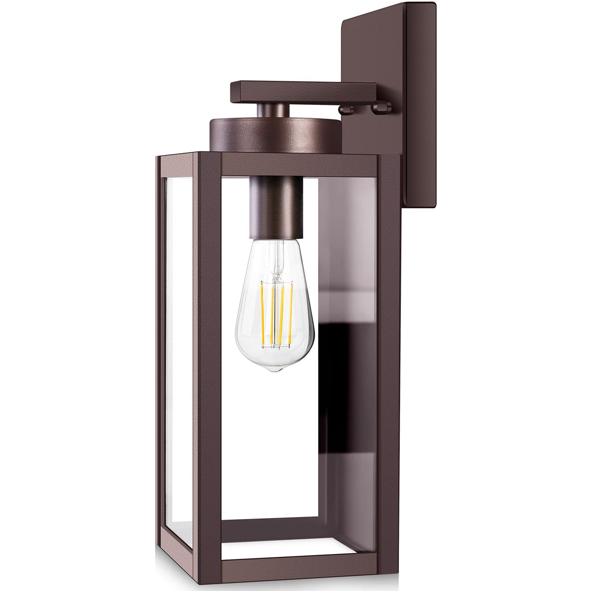 Outdoor Wall Light Fixture, Modern Outside Porch Sconce, Black | Waterproof, Rust-Resistant, Durable Metal with Clear Glass, Standard E26 Socket, Easy to Install