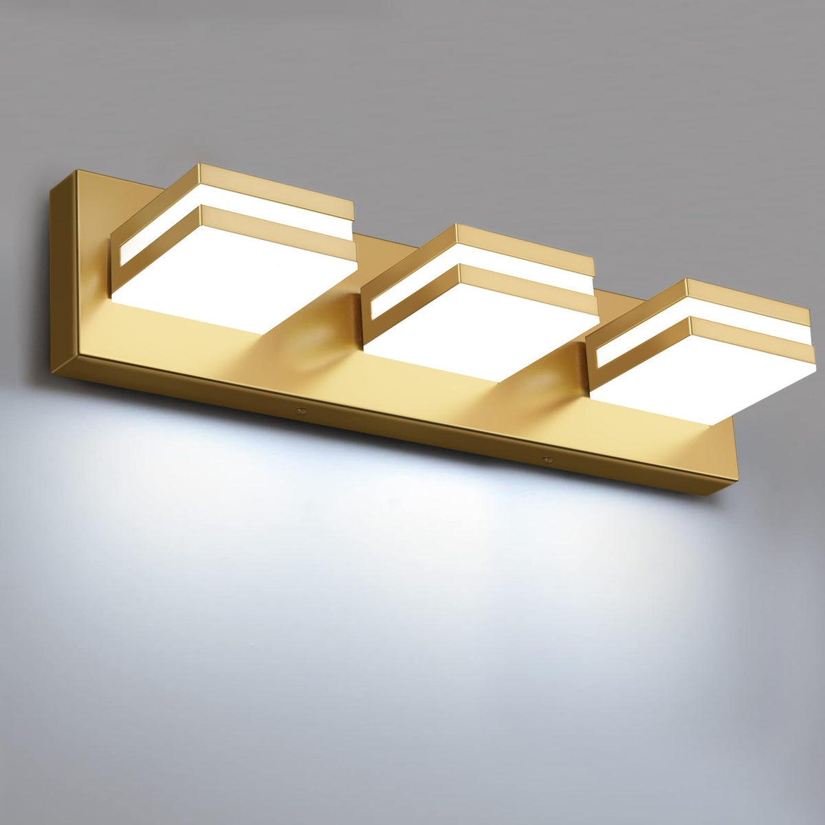 IZORRO LED Modern Bathroom Lights Fixtures(4-Light,Dimmable,360°Rotate),Matte Black Acrylic Wall Lighting,Vanity Lights for Bathroom Over Mirror - 6000k 24In （No Assembly Required）