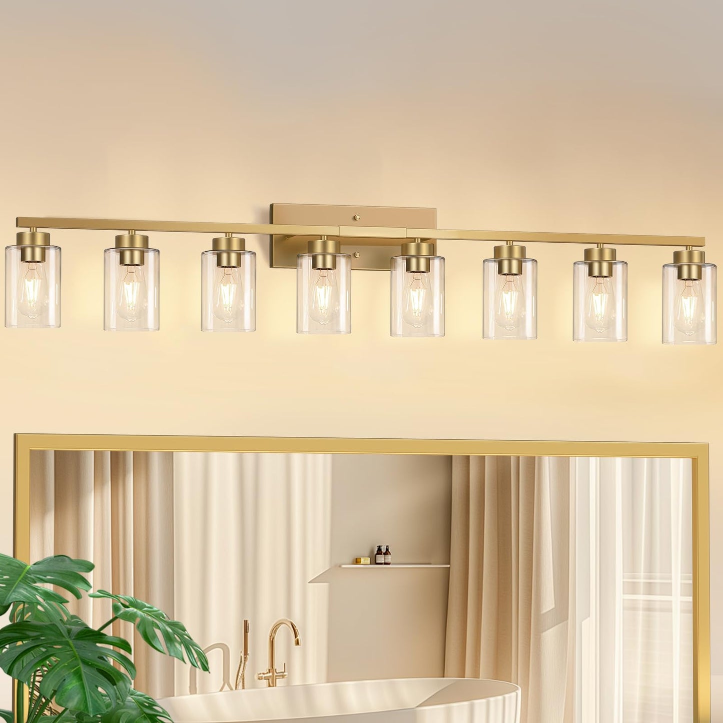 IZORRO Modern Bathroom Light Fixtures, 4 Light Black Vanity Lights, Bathroom Lighting Fixtures Over Mirror with Clear Glass for Living Room Cabinet Bedroom