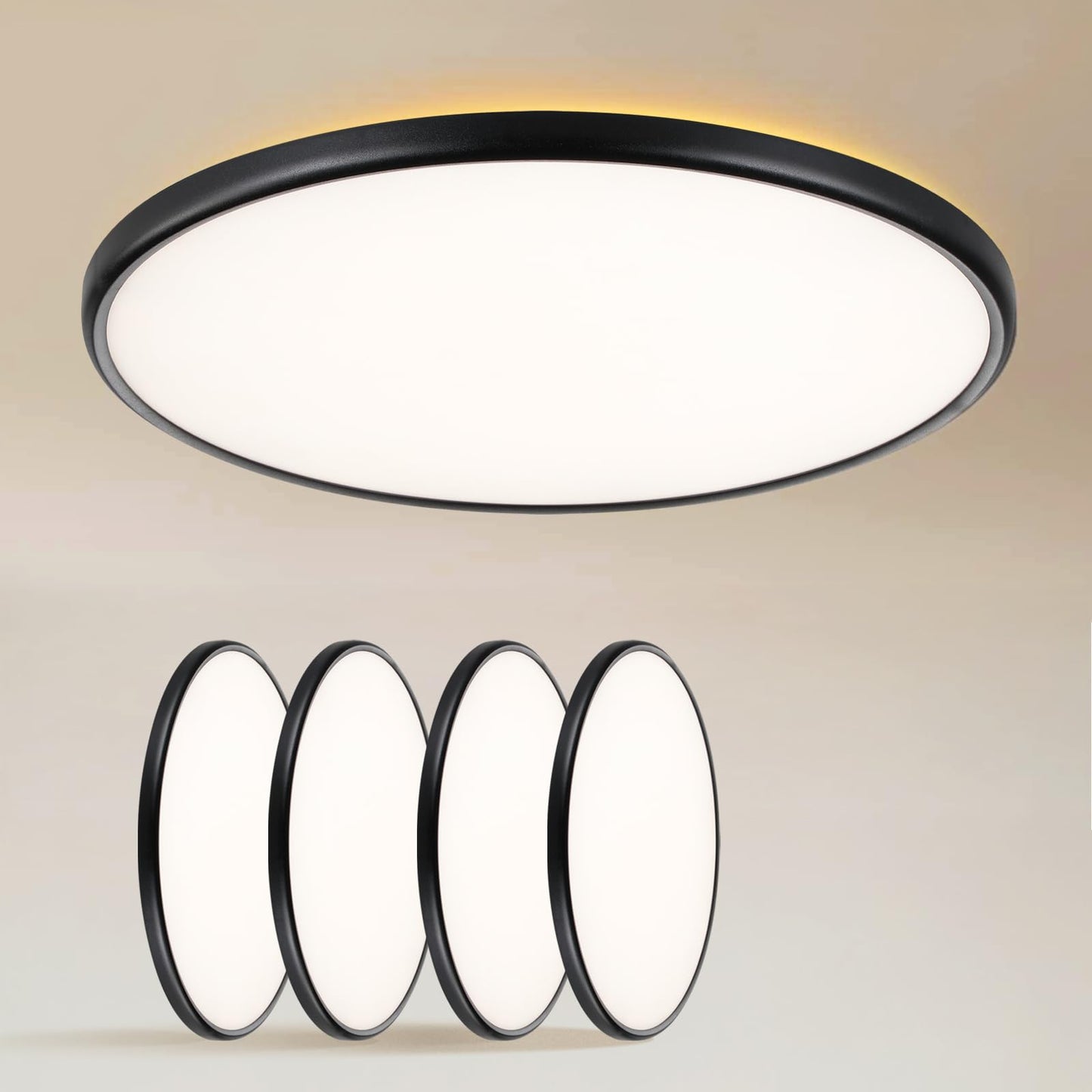 TALOYA 2 Pack 12 Inch LED Flush Mount Ceiling Light Fixture,20W 5CCT | Edge-Lit LED Ceiling Light Fixture for Bedroom,Kitchen,Laundry,Basement,Closet Room,3000K-6500K,100-240V Compatible,White