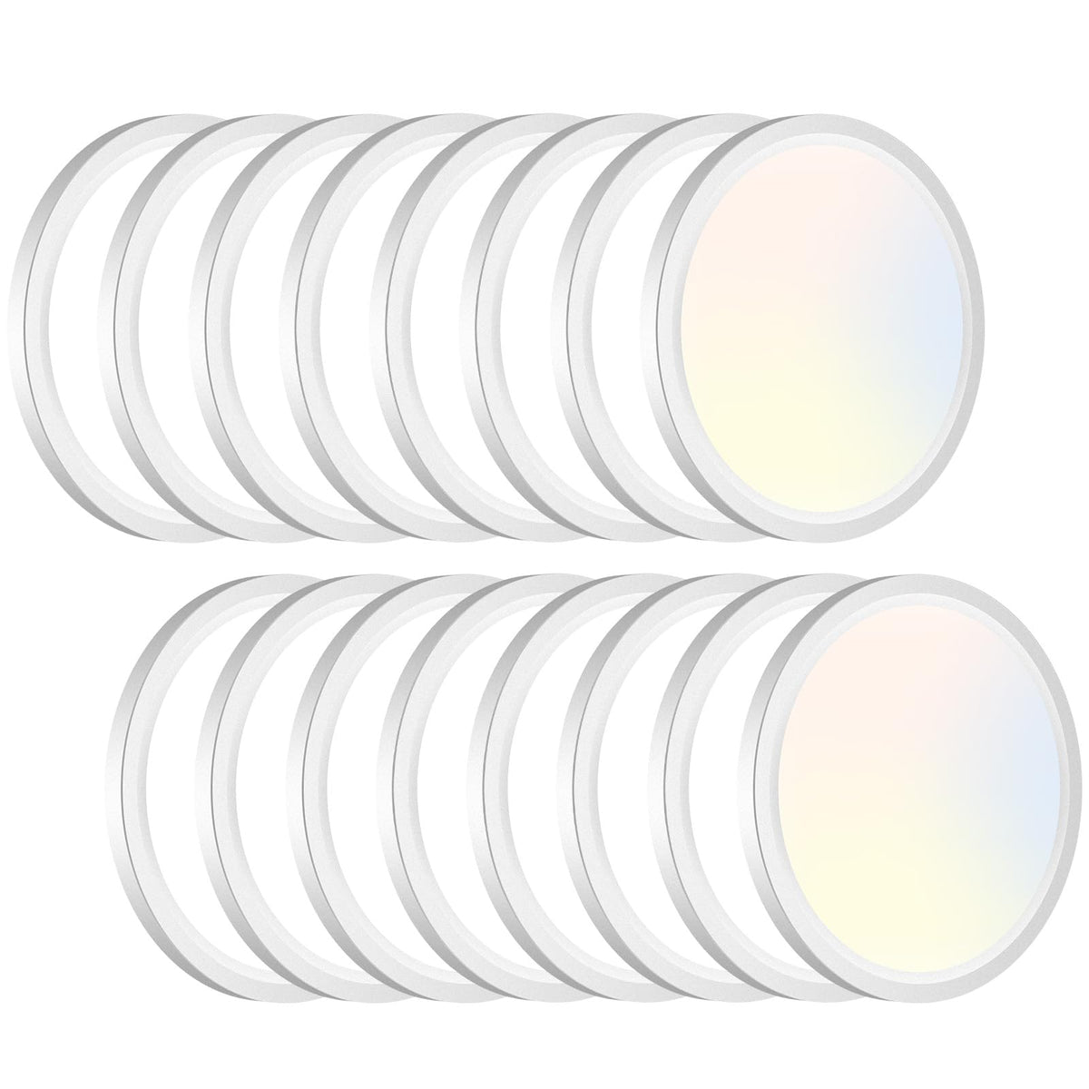 8PACK LED Flush Mount Ceiling Light Fixture, 3000K-4000K-6500K & 100W Equivalent Modern Kitchen Recessed Ceiling Lamp 15W 1500Lm 7.5 Inch Closet Round Surface for Bathroom Laundry Bedroom Hallway