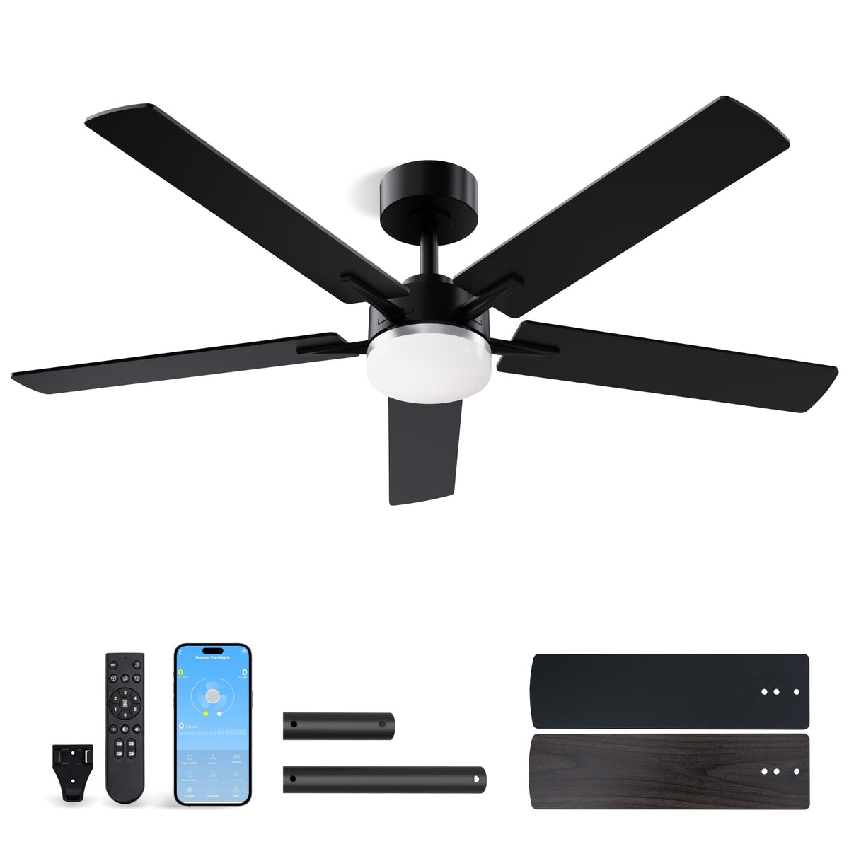 LANMEL Metal Ceiling Fan with Lights and Remote, 42 Inch, Gold & Black | Modern Low Profile Flush Mount, Reversible, 3CCT Dimmable, Quiet, LED, For Bedroom, Living Room, Indoor/Outdoor Patio Use