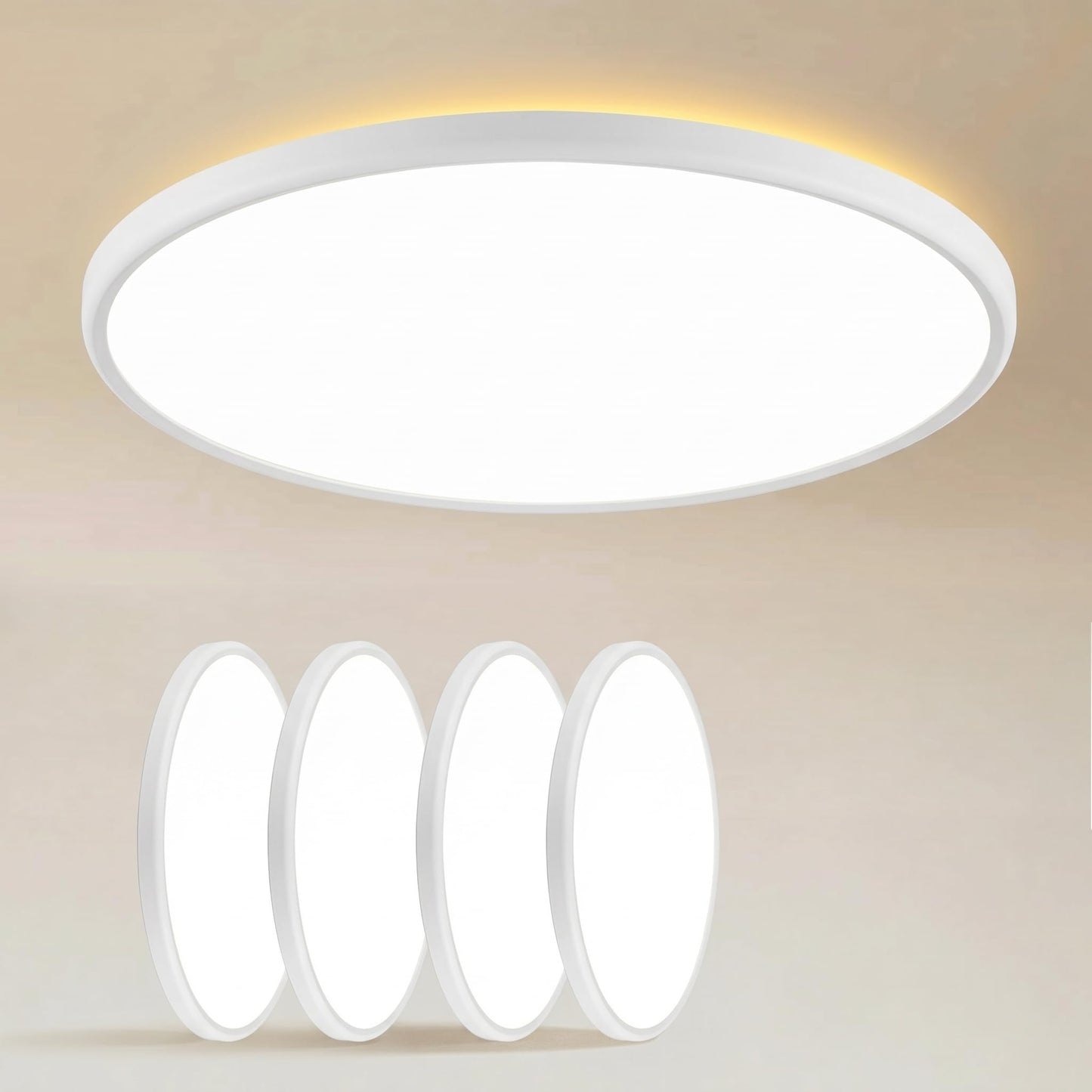 TALOYA 2 Pack 12 Inch LED Flush Mount Ceiling Light Fixture,20W 5CCT | Edge-Lit LED Ceiling Light Fixture for Bedroom,Kitchen,Laundry,Basement,Closet Room,3000K-6500K,100-240V Compatible,White