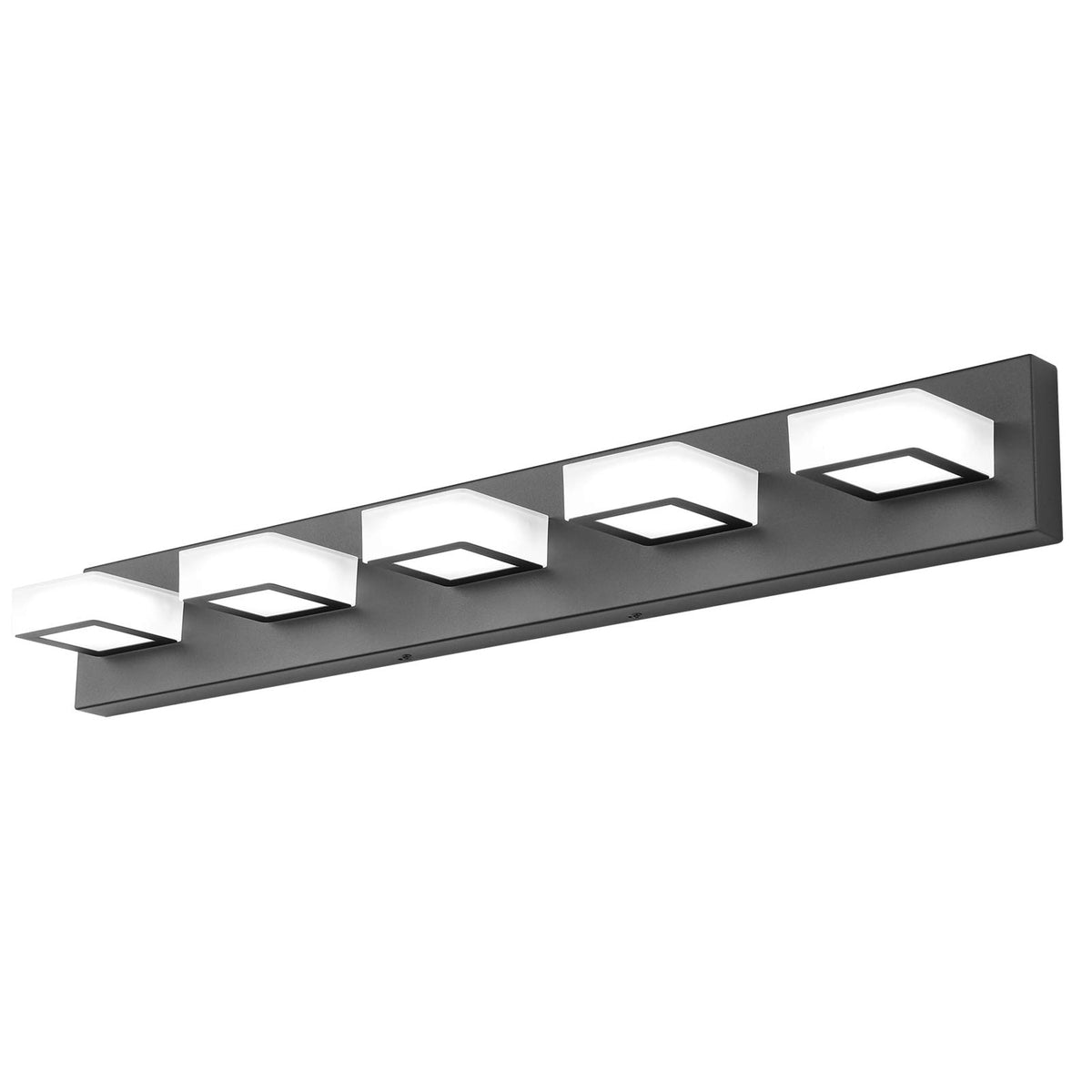Ralbay LED Black 4 Lights Acrylic Lighting Fixtures Modern Matte Black Bathroom Vanity Lights