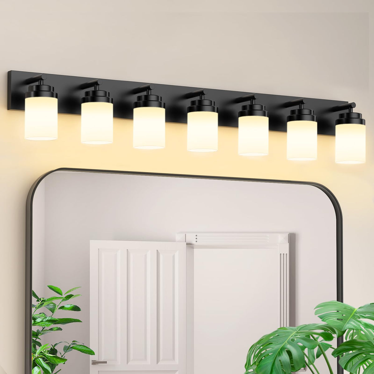 IZORRO Bathroom Vanity Light Fixture, 3-Light 22 Inch Matte Black Bathroom Light Fixtures Over Mirror, with Clear Glass Shade, Modern Farmhouse Vanity Lights, Rustic Restroom Lighting Fixtures