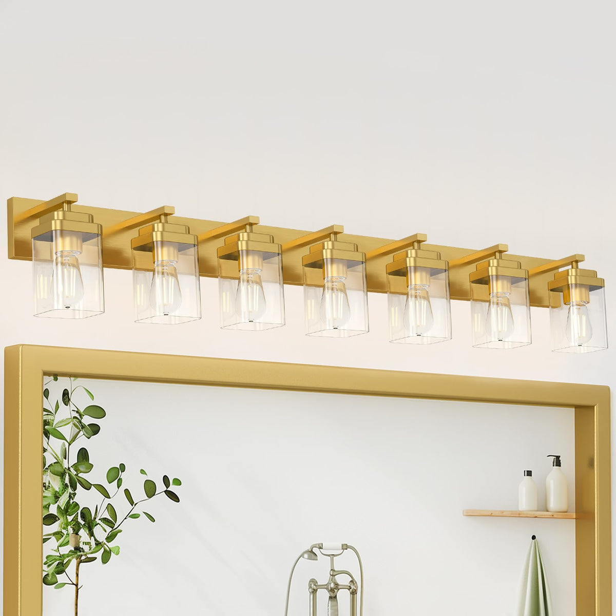 Black Bathroom Light Fixtures, 3 Lights Bathroom Lighting Fixtures Over Mirror, Square Design & Rectangle Large Backplate, Modern Vanity Lighting Fixtures, for Bathroom/Living Room/Bedroom