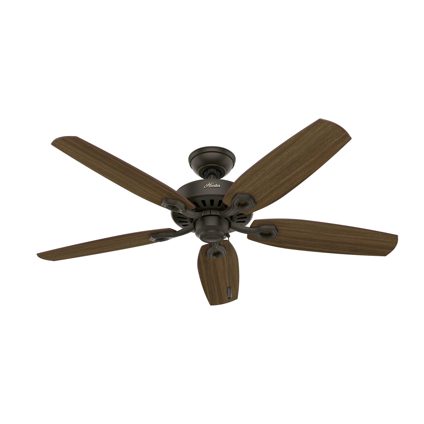 Hunter Builder Elite, Indoor, Ceiling Fan, No Light, 52 inch, New Bronze | Standard Mount, Pull Chain, 5 Blades, For Bedroom, Living Room, Kitchen, 53242