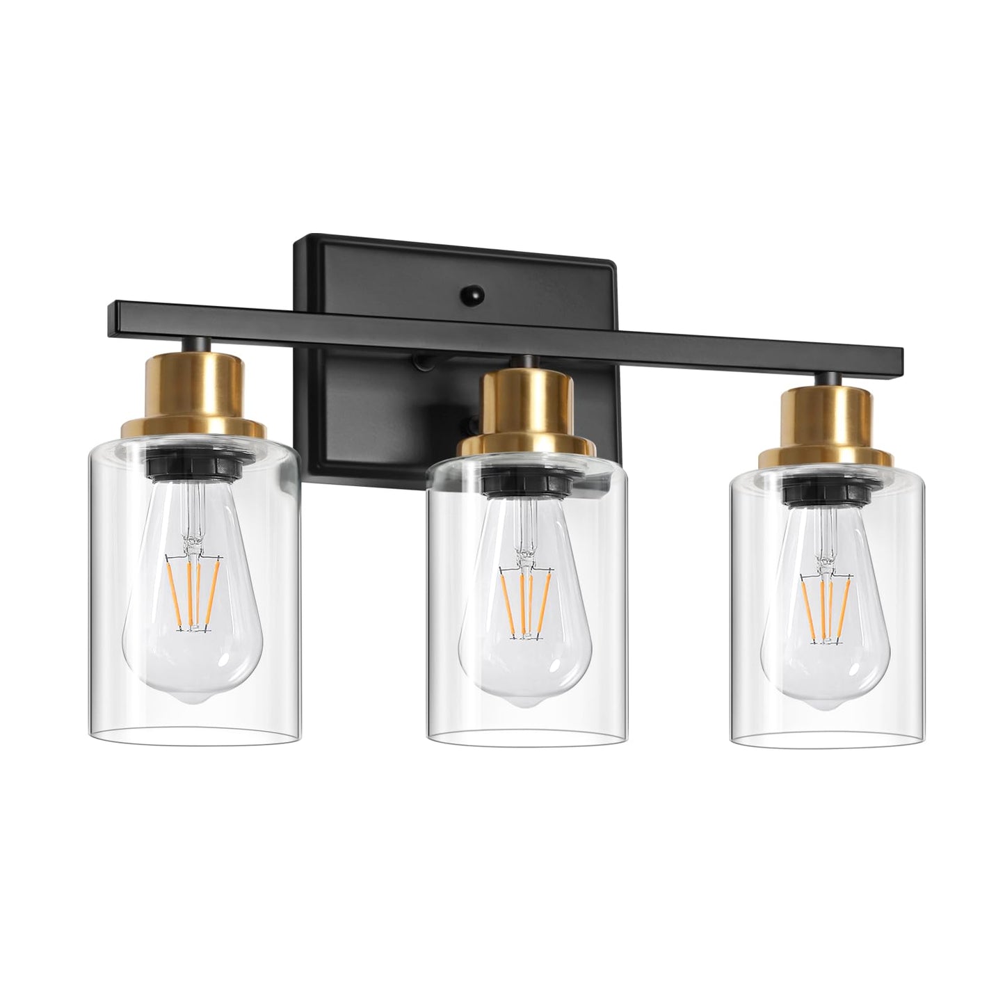 Ascher Bathroom Vanity Light Fixtures, 3 Light Wall Sconces Lighting with Clear Glass Shade, Brushed Nickel Wall Lights for Mirror, Kitchen, Living Room, Gallery, E26 Base (Bulbs Not Included)