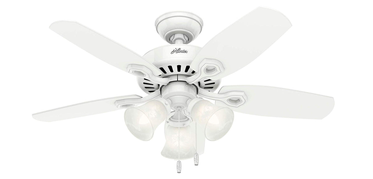 Hunter Builder Plus, Indoor, Ceiling Fan, Pull Chain, 52 inch, New Bronze | with LED Lights, Standard Mount, 5 Blades, For Bedroom, Living Room, Includes Bulbs, 53238