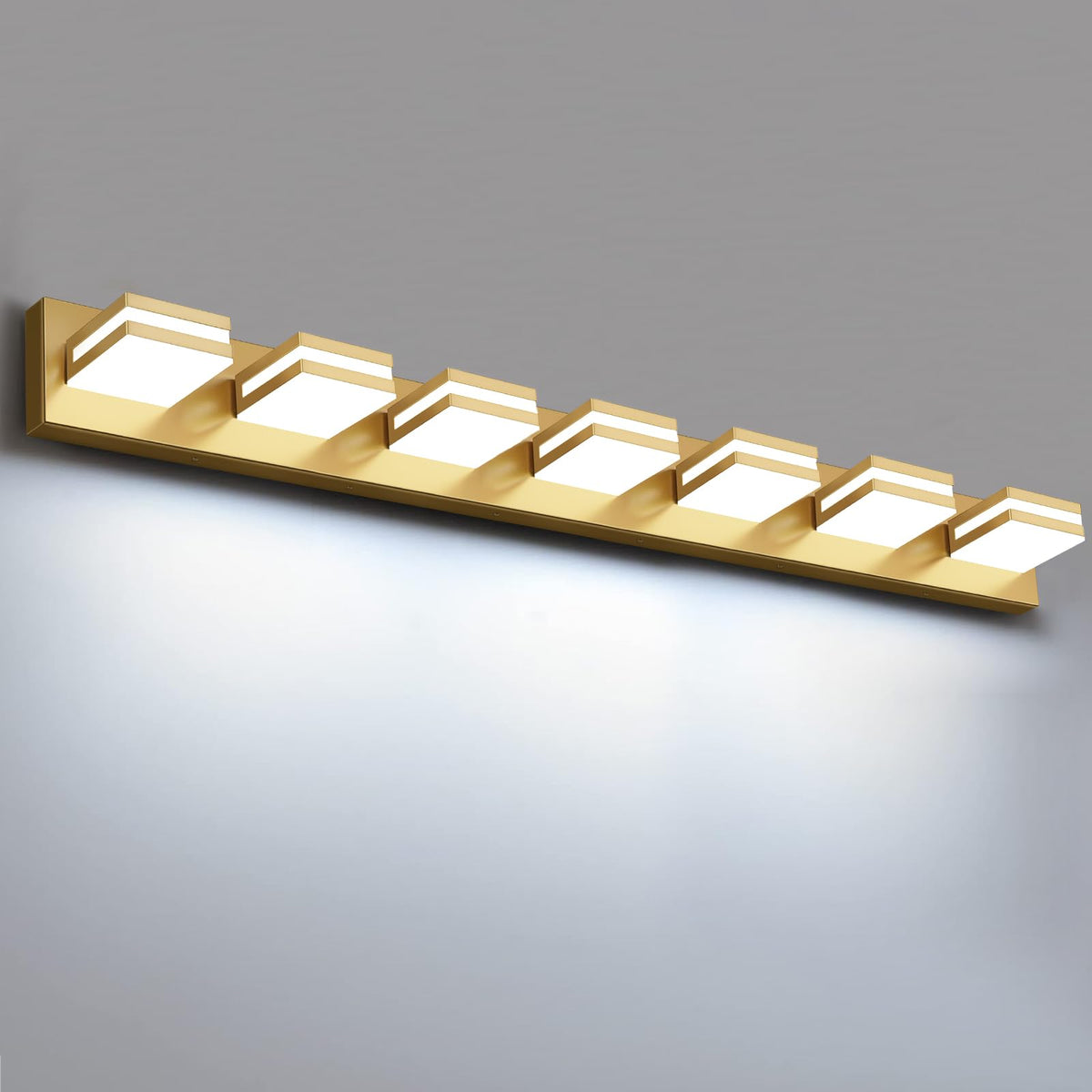 IZORRO LED Modern Bathroom Lights Fixtures(4-Light,Dimmable,360°Rotate),Matte Black Acrylic Wall Lighting,Vanity Lights for Bathroom Over Mirror - 6000k 24In （No Assembly Required）