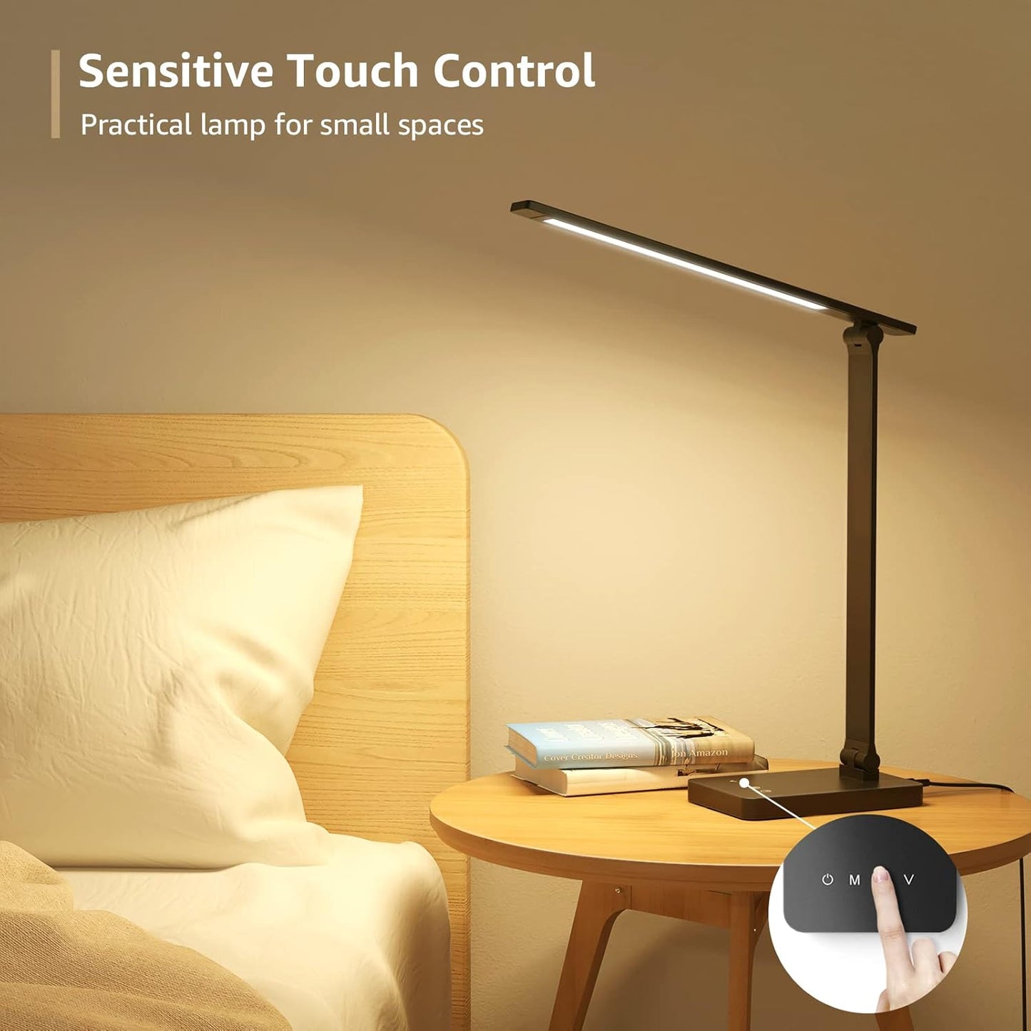 Lepro LED Desk Lamp for Home Office, 9.5W 750LM Touch Desk Light, Black | 5 Color Modes 5 Brightness Level, Eye Caring, Metal Task Lamp For Reading, Sewing, Crafts, School Supplies, Puzzle Light