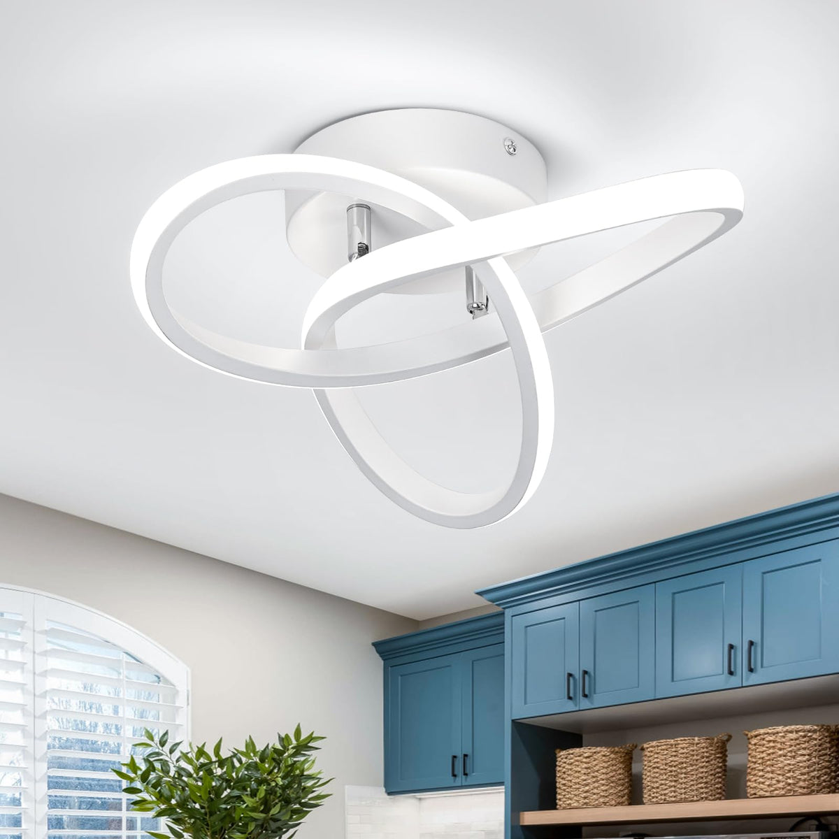 CANEOE Hallway Light Acrylic Modern LED Ceiling Light Fixtures Cool White 6000K Close to Ceiling Lights for Bedroom Bathroom Kitchen Balcony Corridor Stair Aisle Curved Creative Design Celing lamp