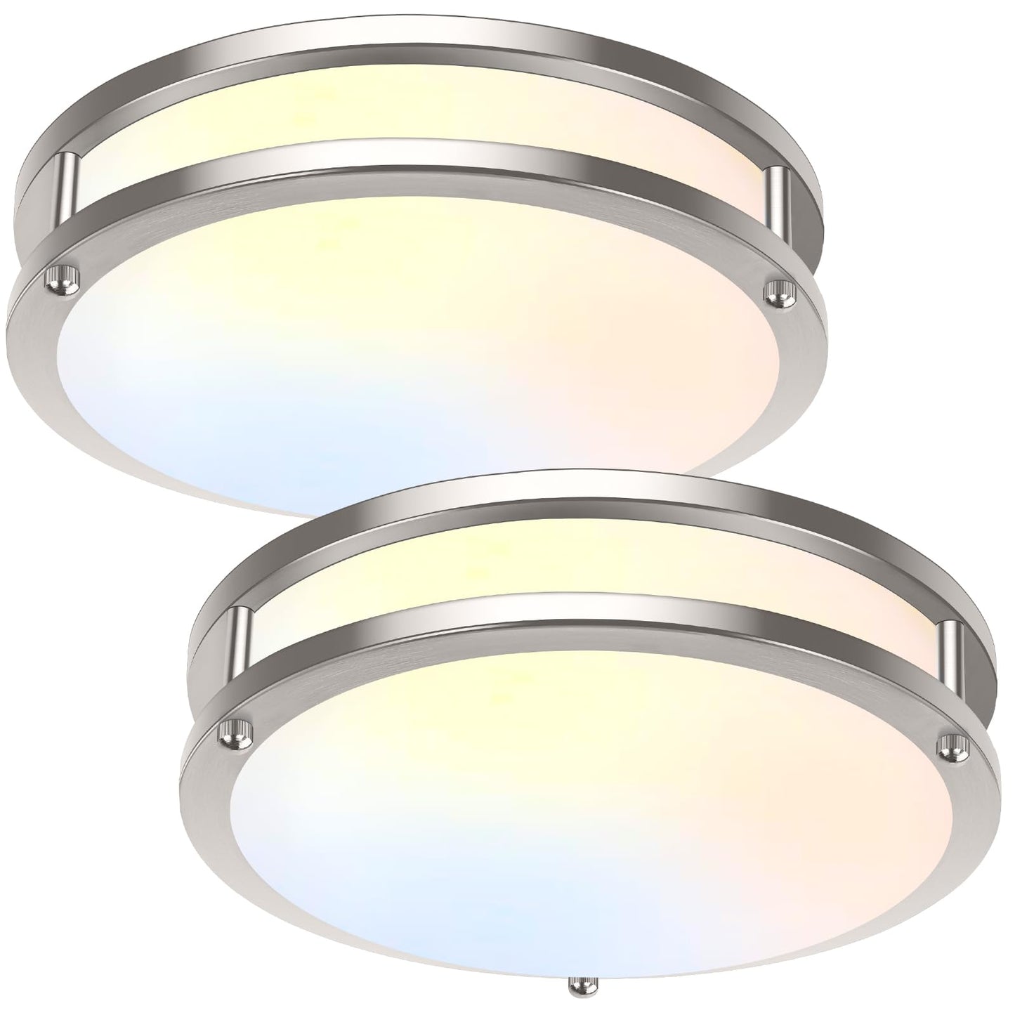 36W LED Ceiling Lights 3600lm Super Bright, Flush Mount Light Fixtures | Dimmable, 6500K/5000K/4000K/3000K/2700K Adjusted Modern Ceiling Lights 2PACK, 13in Ceiling Lamps for Bedroom Kitchen, Nickle