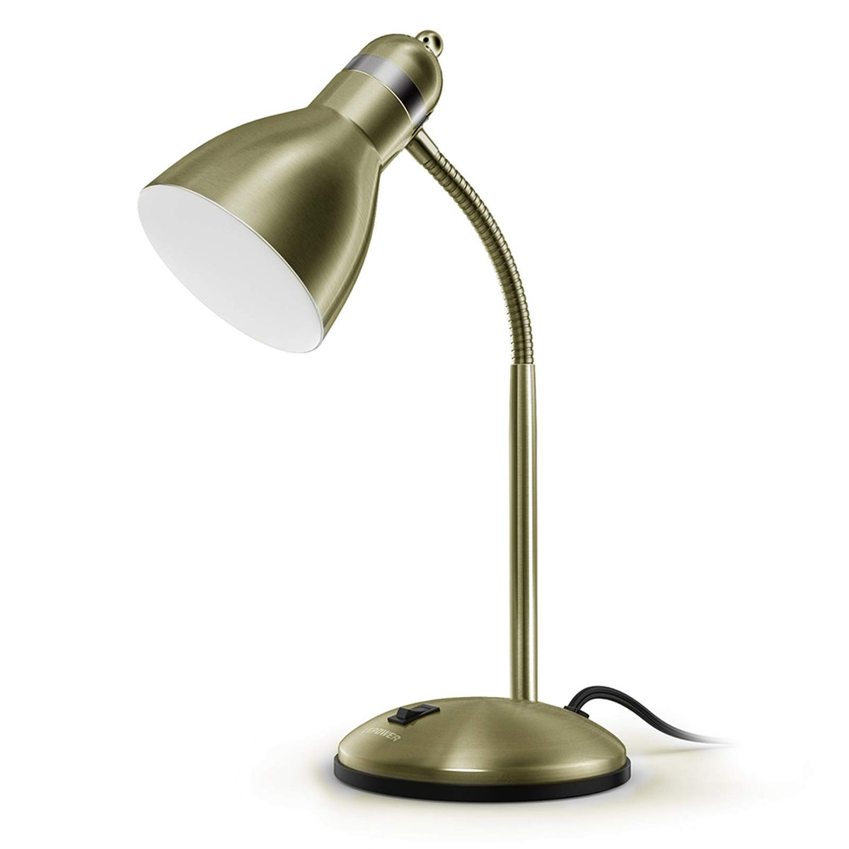 LEPOWER Metal Desk Lamp, Adjustable GooseNeck Reading Light for Bedroom | Compact & Sturdy, Space-Saving for Bedside & Dorm, E26 Table Lamp, Eye-Caring, Ideal for Study, Office, Back to School