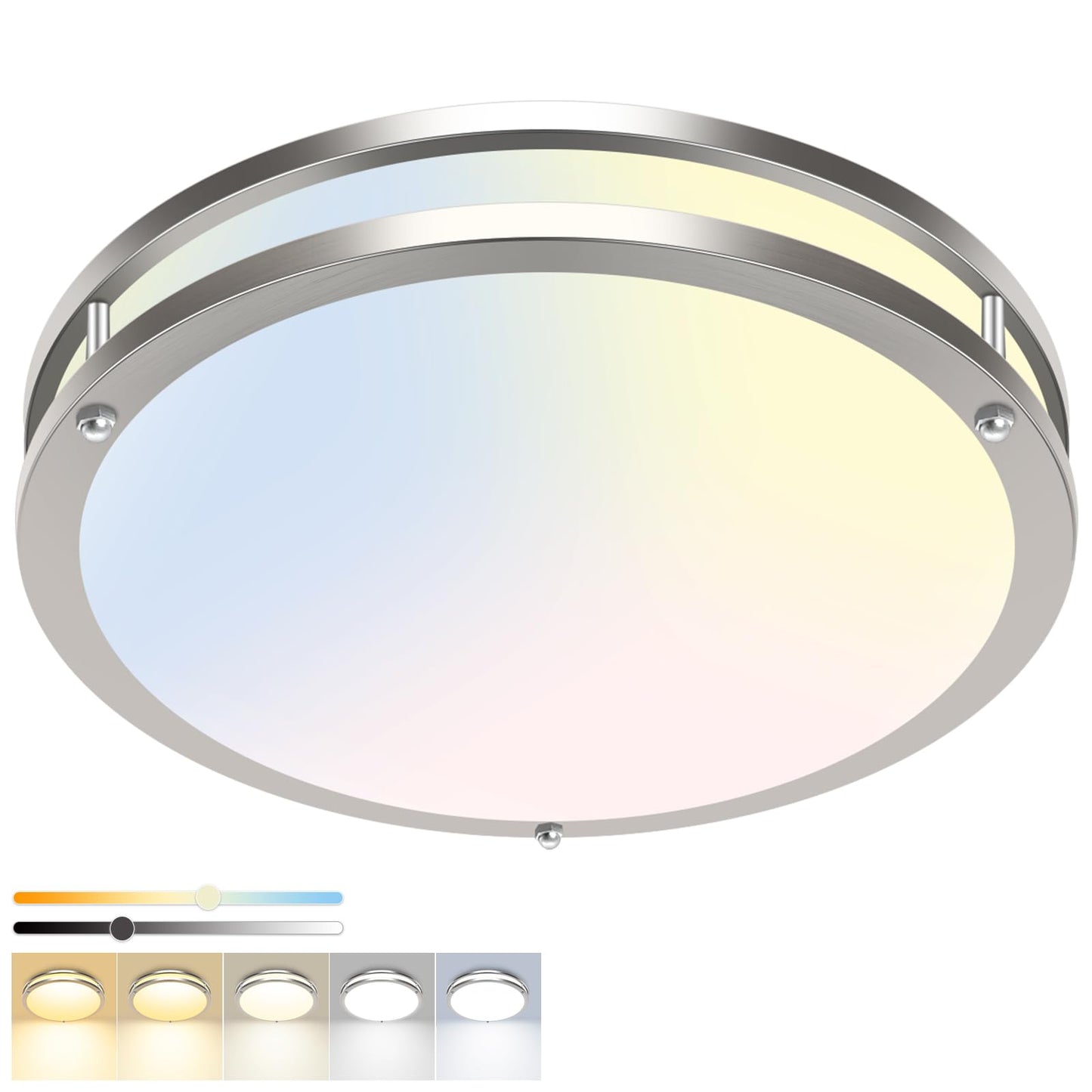 hepside 13inch Flush Mount Ceiling Light Fixture 2 Pack, Dimmable & 5 Color Temperatures Ceiling Light Black, 24W 3000K 3500K 4000K 5000K 6500K Adjustable Ceiling Lamps for Bathroom Bedroom Hallway