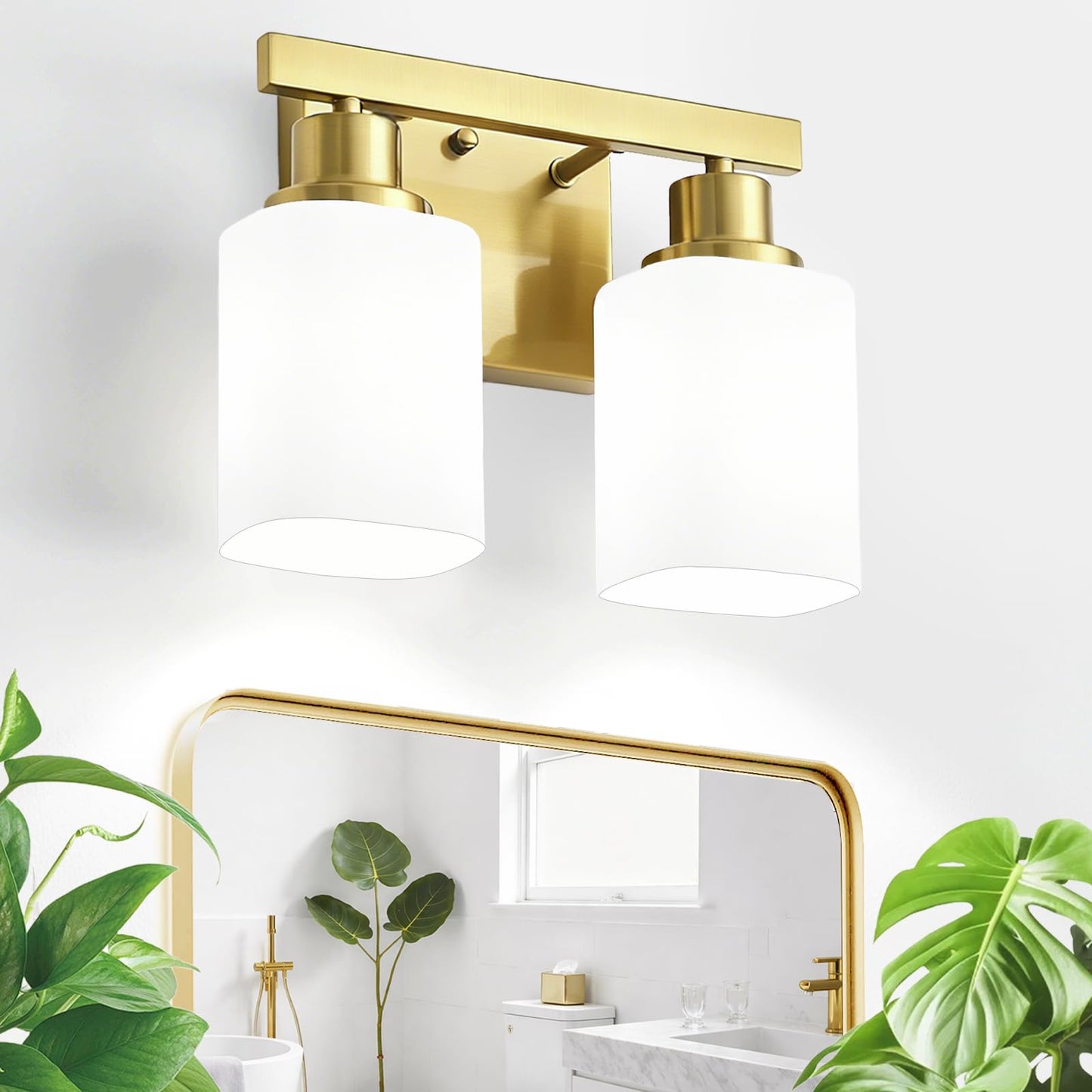 3-Light Bathroom Vanity Light,Modern Matte Black Bathroom Light Fixtures with Square Frosted Glass,Wall Sconces Lighting fixtures Over Mirror Restroom, Living Room Hallway