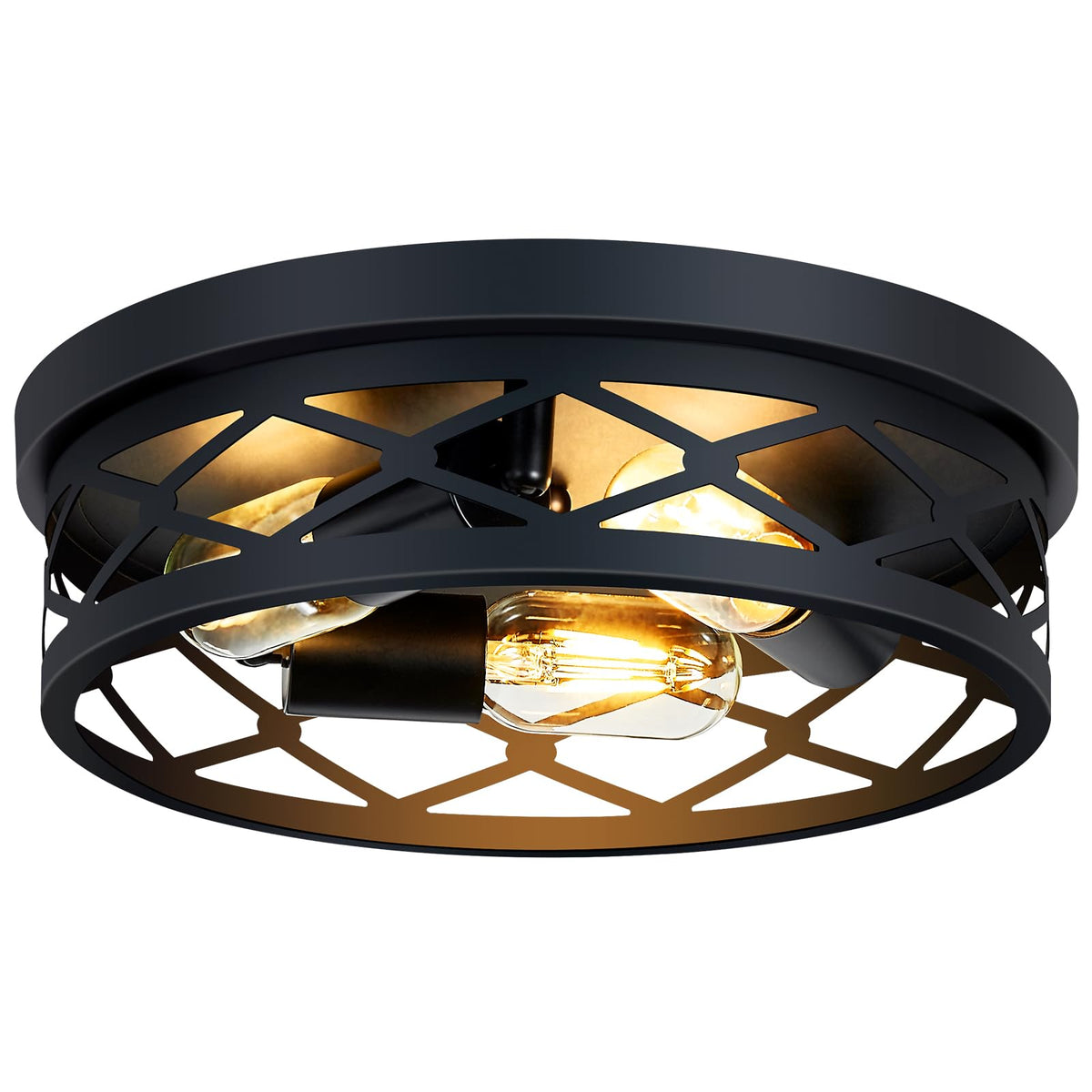 SKEJAO Flush Mount Ceiling Light Fixture,Black 2-Light Hallway Light Fixtures Ceiling,Light Fixtures Ceiling Mount for Farmhouse,Kitchen,Hall,Bedroom,Bathroom (2 Pack)