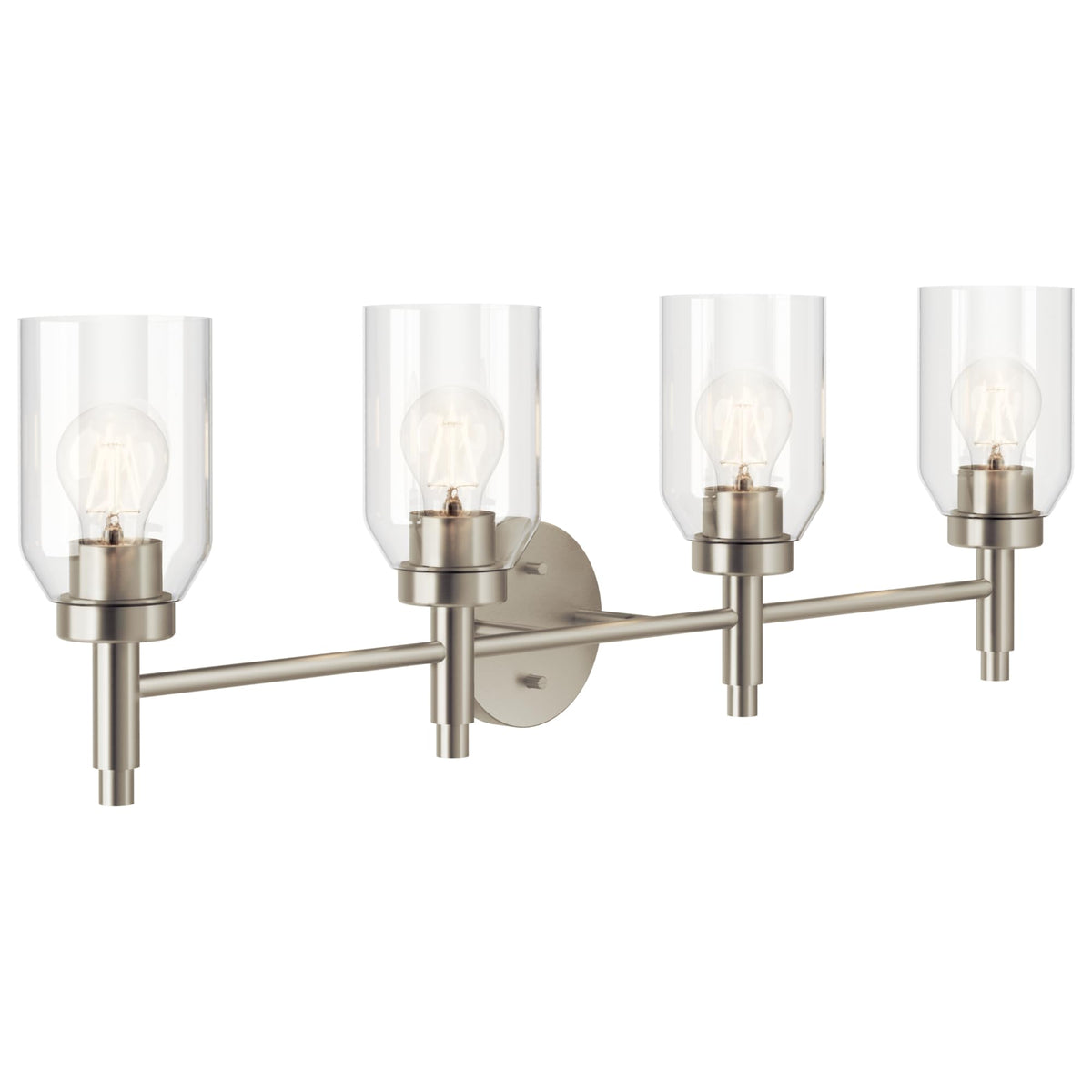 Kichler Madden 3-Light Bathroom Vanity Light, Champagne Bronze | Modern vanity light with clear glass for single bathroom mirrors (24" x 10.5"), 55185CPZ