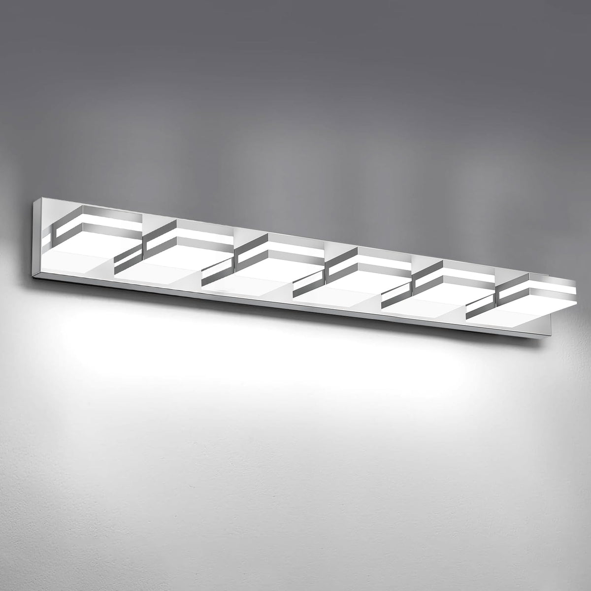 IZORRO LED Modern Bathroom Lights Fixtures(4-Light,Dimmable,360°Rotate),Matte Black Acrylic Wall Lighting,Vanity Lights for Bathroom Over Mirror - 6000k 24In （No Assembly Required）