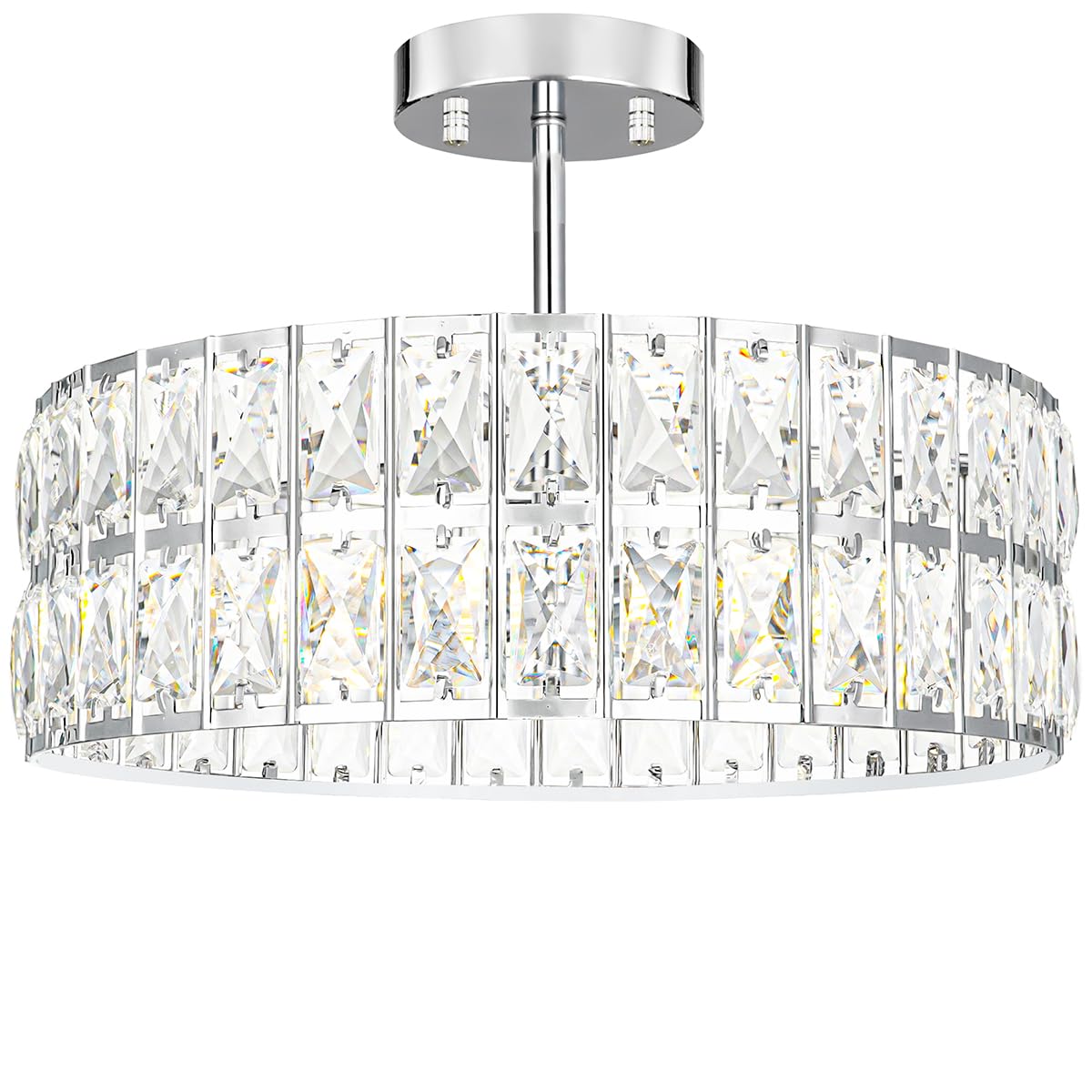 Crystal Ceiling Light Fixture, Modern Semi Flush Mount Ceiling Light, Gold Hallway Lighting Fixtures Chandelier for Kitchen, Close To Ceiling Light Fixtures for Entryway Bedroom, 1-Light, 11Inch