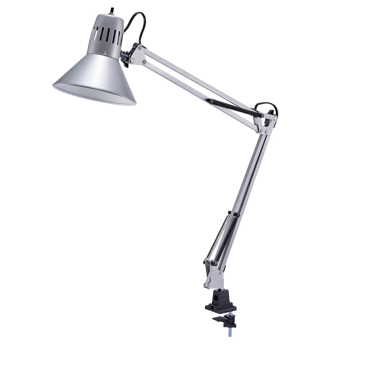 Bostitch Office VLF100D Swing Arm Desk Lamp, Metal, 36" Reach with Multi-Joint Adjustment, Includes Replaceable LED Bulb (VLF), Black