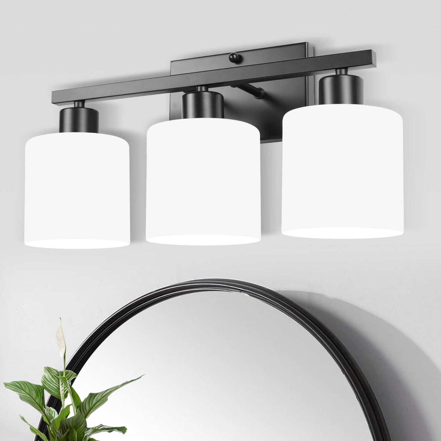 SILAMPDI 2-Light Bathroom Vanity Light Fixtures Over Mirror Brushed Nickel | Modern Milky White Frosted Glass Shades, Anti-Rust Finished, Wall Sconce for Bedroom Restroom, E26 Socket, Easy Installation