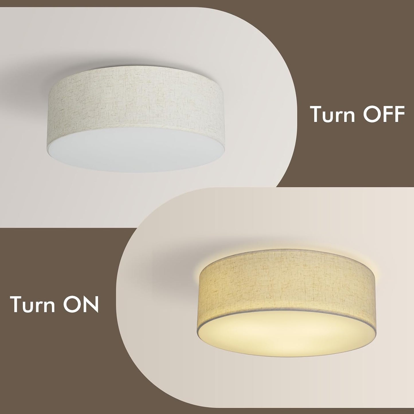 CALOKES 18-Inch Large Flush Mount Ceiling Light Fixture with Fabric Shade, Modern Drum Closed to Ceiling Lighting for Living Dining Room, Bedroom, Kitchen, Foyer - Farmhouse 3-Light Lamp & Chandelier