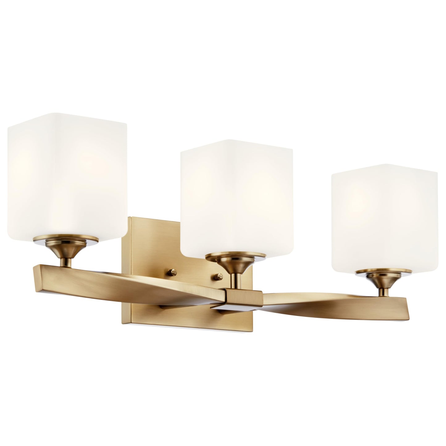 Kichler Marette 3-Light Bathroom Vanity Light, Champagne Bronze | Satin etched cased opal glass vanity light for bathrooms and powder rooms (23" x 8.25" x 6"), 55002CPZ