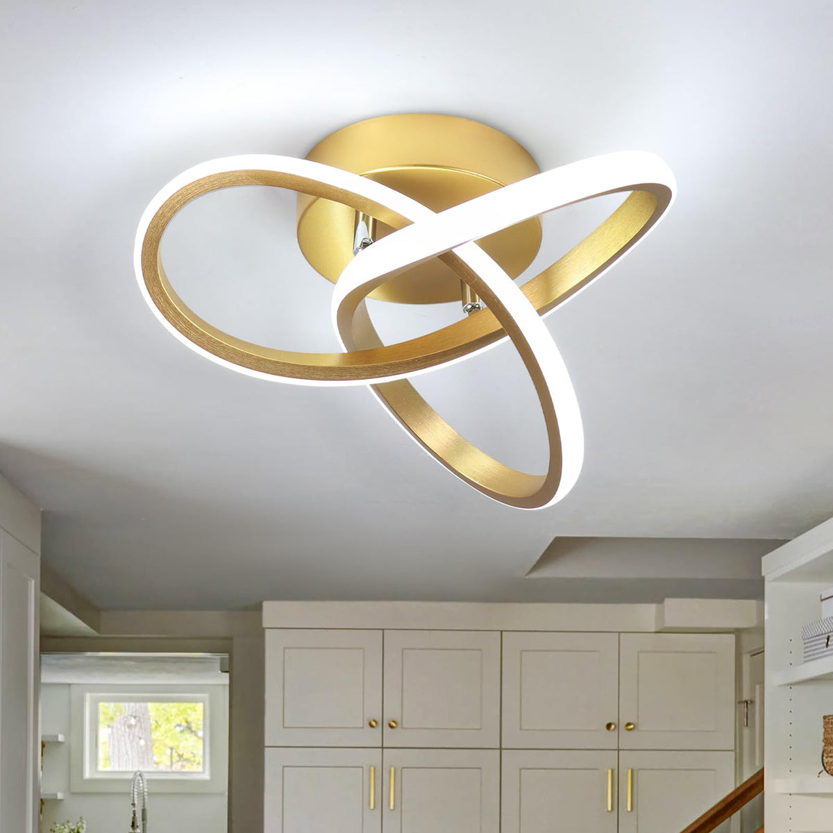 CANEOE Hallway Light Acrylic Modern LED Ceiling Light Fixtures Cool White 6000K Close to Ceiling Lights for Bedroom Bathroom Kitchen Balcony Corridor Stair Aisle Curved Creative Design Celing lamp