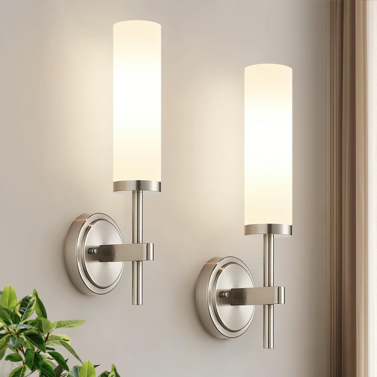 [Hardwired] Wall Sconces Set of Two, Brushed Gold Bathroom Sconces with Clear Glass, Modern Wall Light Fixtures for Bathroom Mirror Vanity, Living Room, Bedroom, Hallway, Stairway, Cabinet, Foyer