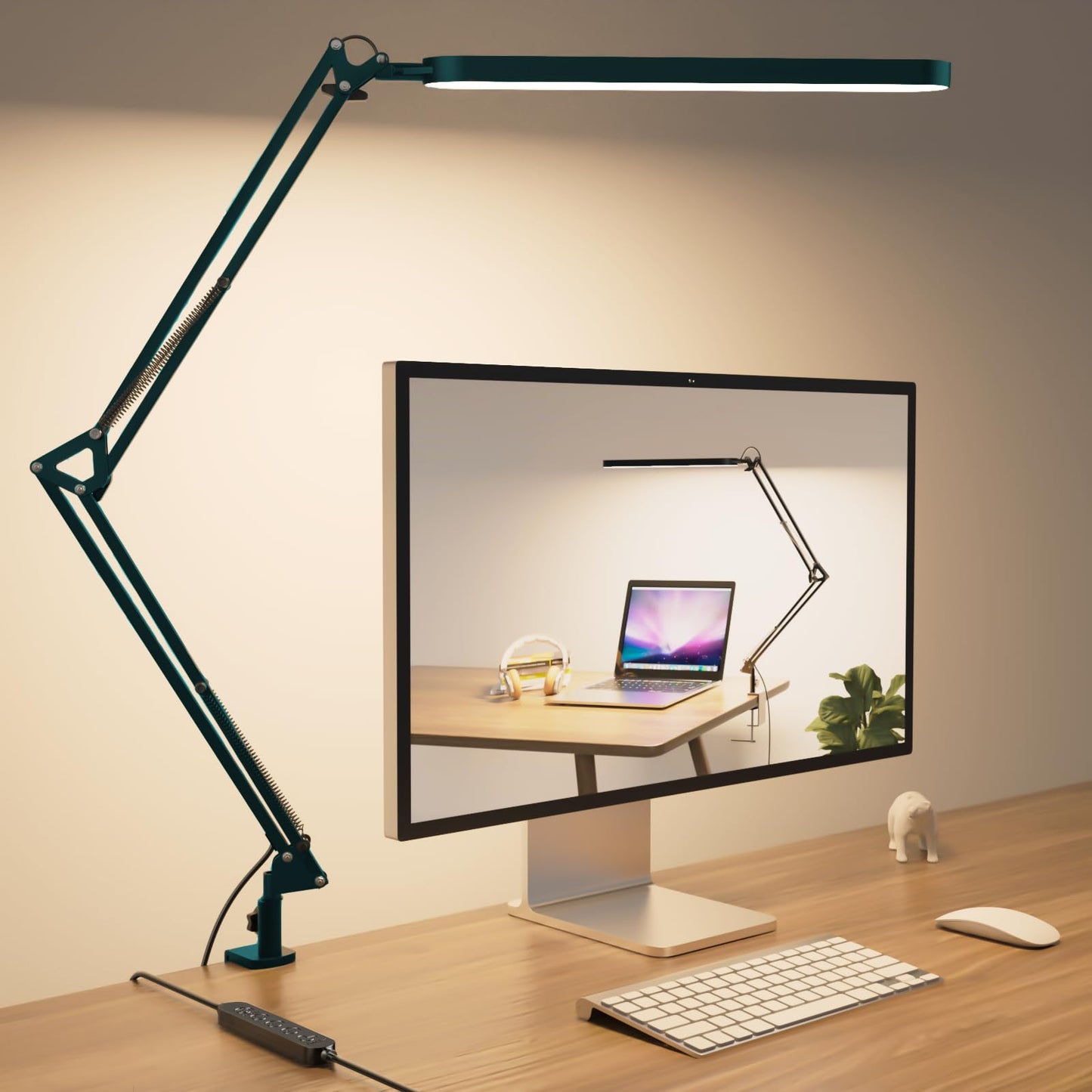 Desk Lamp for Home Office, Eye Comfortable LED Desk Light for Long Hours, Adjustable Swing Arm with Memory Function, Black