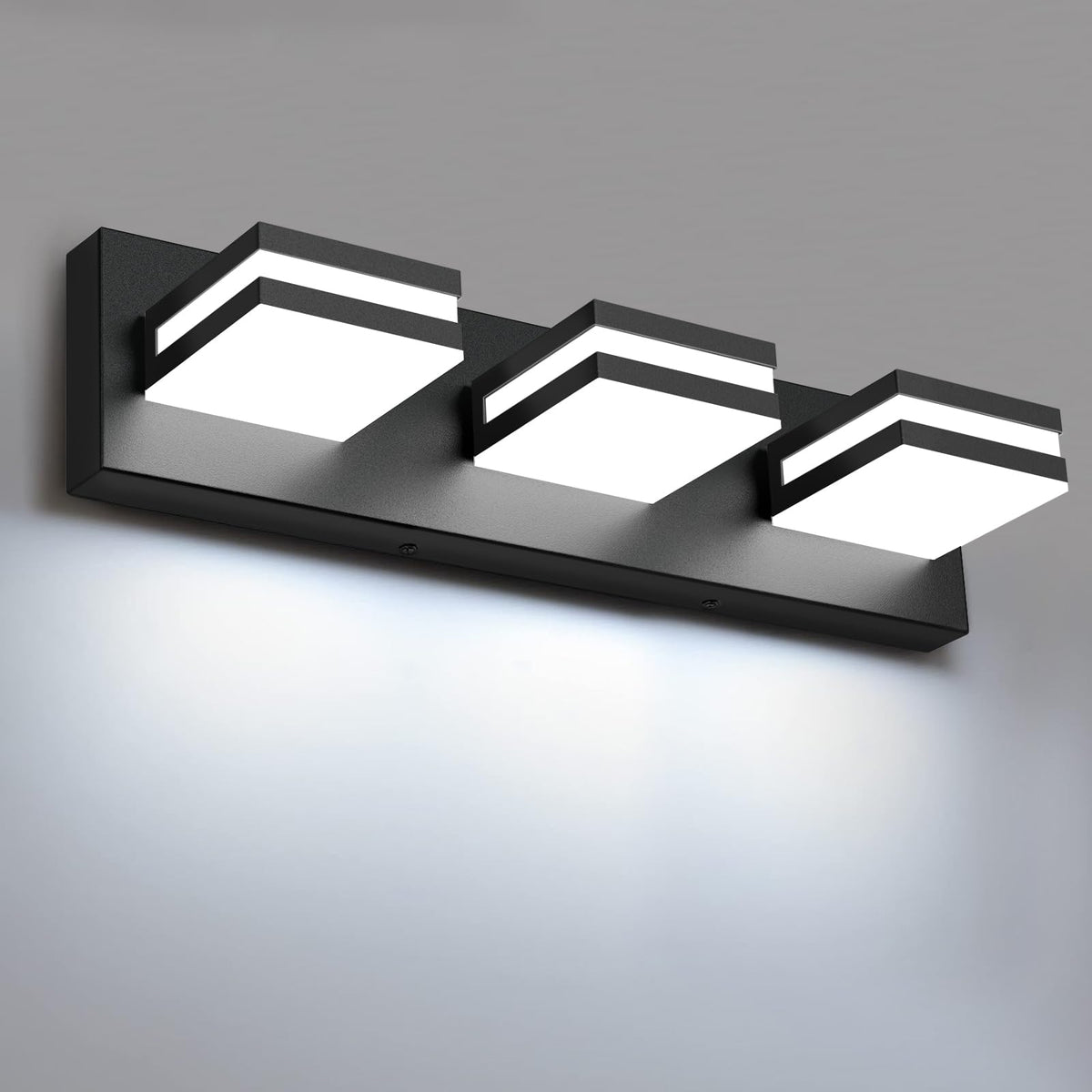 IZORRO LED Modern Bathroom Lights Fixtures(4-Light,Dimmable,360°Rotate),Matte Black Acrylic Wall Lighting,Vanity Lights for Bathroom Over Mirror - 6000k 24In （No Assembly Required）