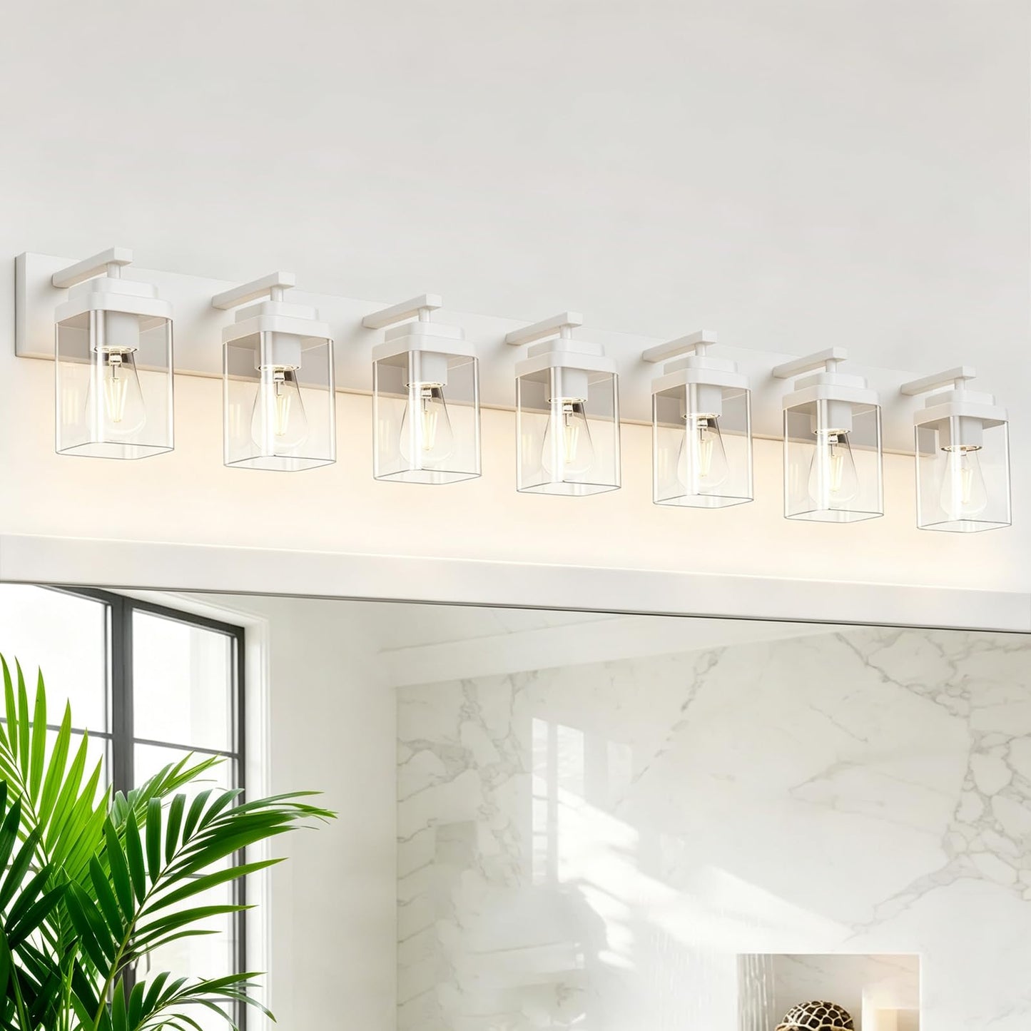 Black Bathroom Light Fixtures, 3 Lights Bathroom Lighting Fixtures Over Mirror, Square Design & Rectangle Large Backplate, Modern Vanity Lighting Fixtures, for Bathroom/Living Room/Bedroom