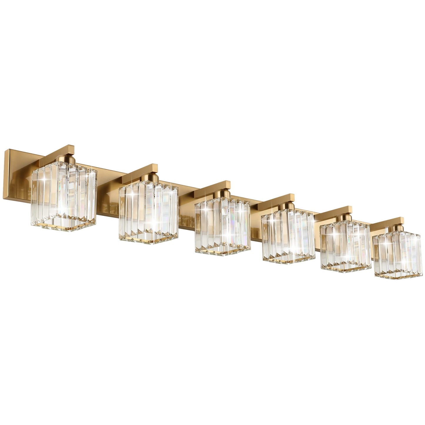 Aipsun Brushed Nickel Vanity Light Bathroom Lighting Fixtures 3 Light Crystal Modern Bathroom Vanity Light (Exclude Bulb)