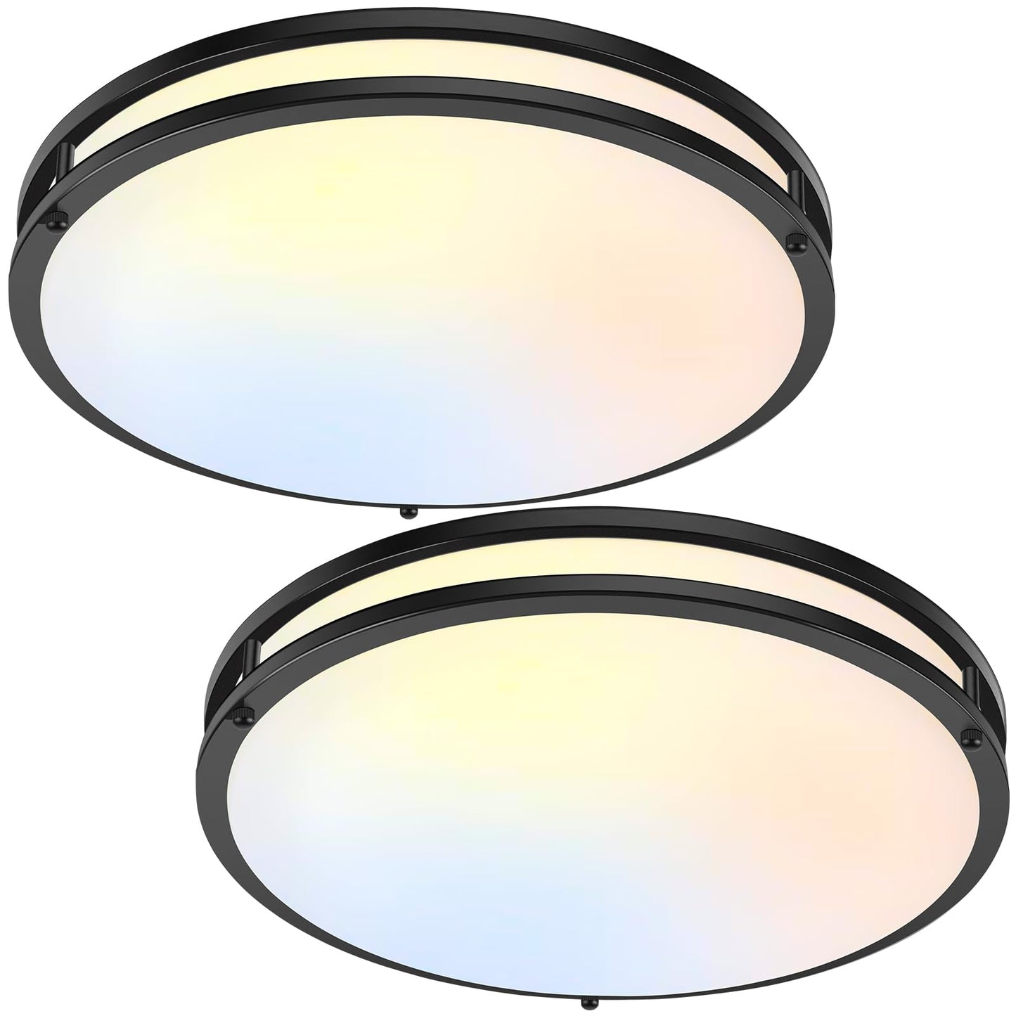 36W LED Ceiling Lights 3600lm Super Bright, Flush Mount Light Fixtures | Dimmable, 6500K/5000K/4000K/3000K/2700K Adjusted Modern Ceiling Lights 2PACK, 13in Ceiling Lamps for Bedroom Kitchen, Nickle