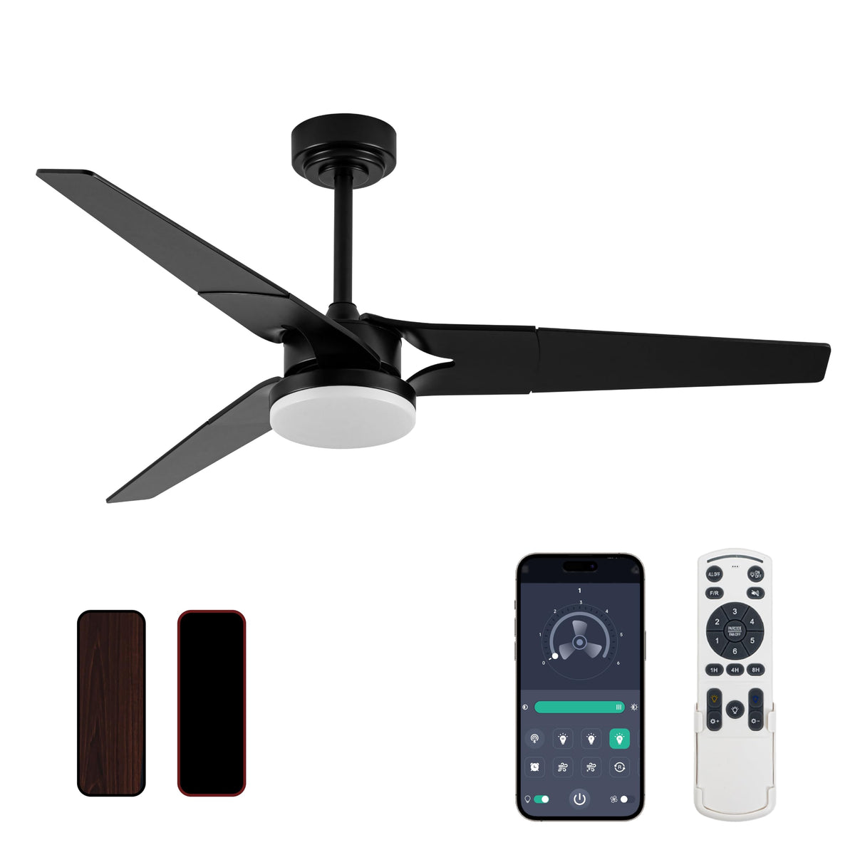 Gold Ceiling Fan with Lights and Remote, 52 In | 3 Blade Style, App Remote Control, Timer, Reversible, 3CCT, 6 Speed, 2 Color Blade for Indoor, Bedroom, Living Room