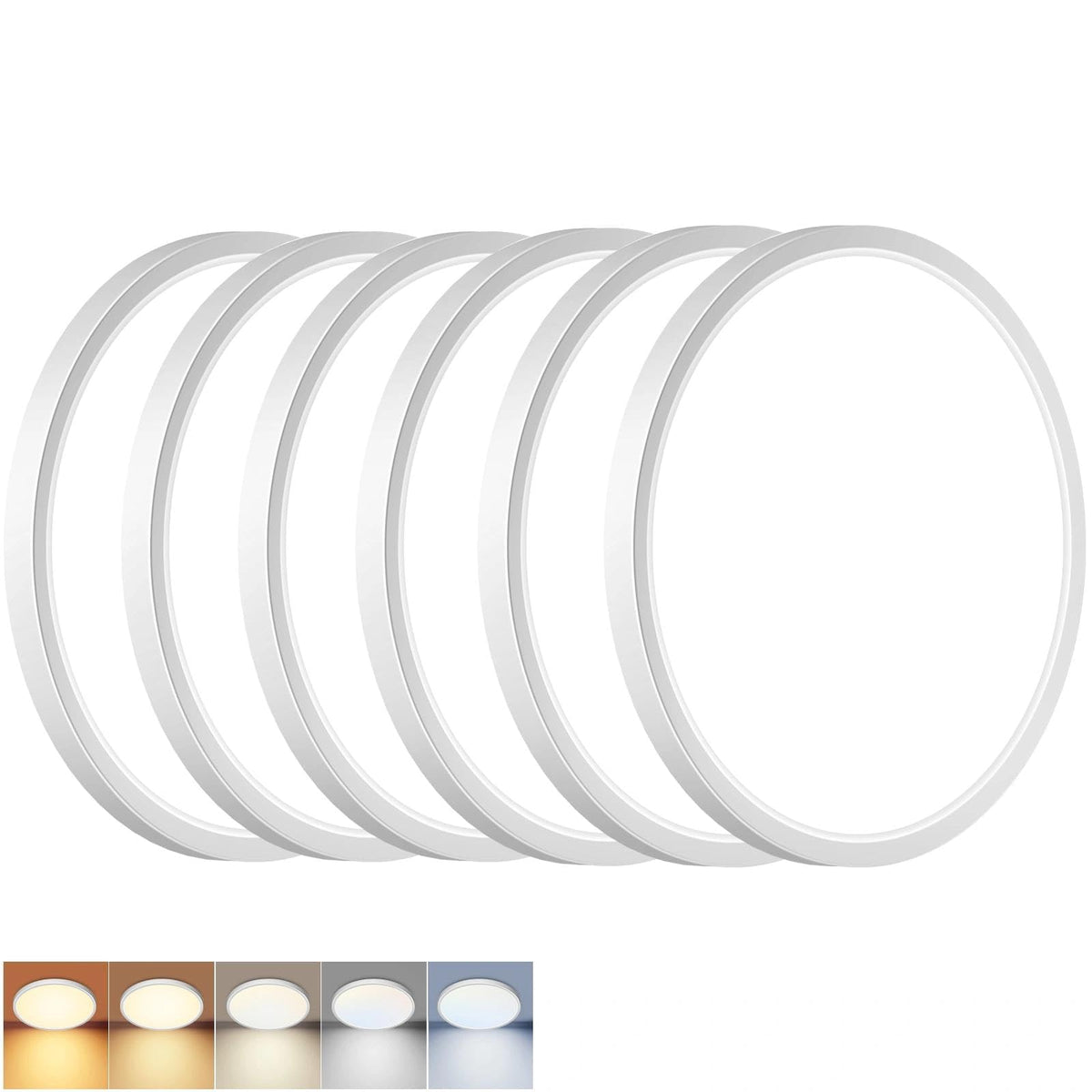 2Pack 12Inch LED Flush Mount Ceiling Light 5 Color Temperatures | 3000K/3500K/4000K/5000K/6500K 24W Black LED Ceiling Light Fixture for Bathroom Closet Kitchen Bedroom Hallway Porch Pantry