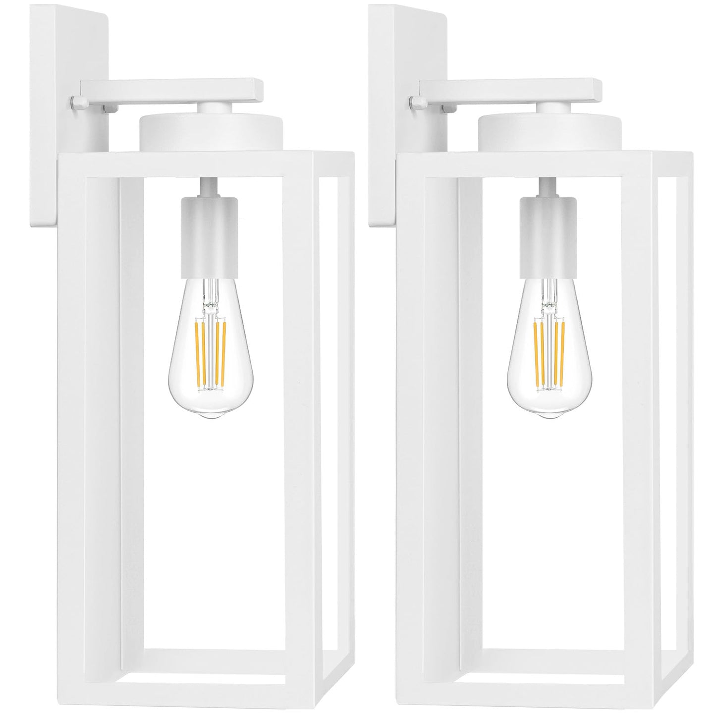 Outdoor Wall Light Fixtures, Modern Black Exterior Wall Lanterns | Waterproof Metal Construction, Rust-resistant, Quick & Easy Installation, Clear Glass Shades & Standard E26 Socket