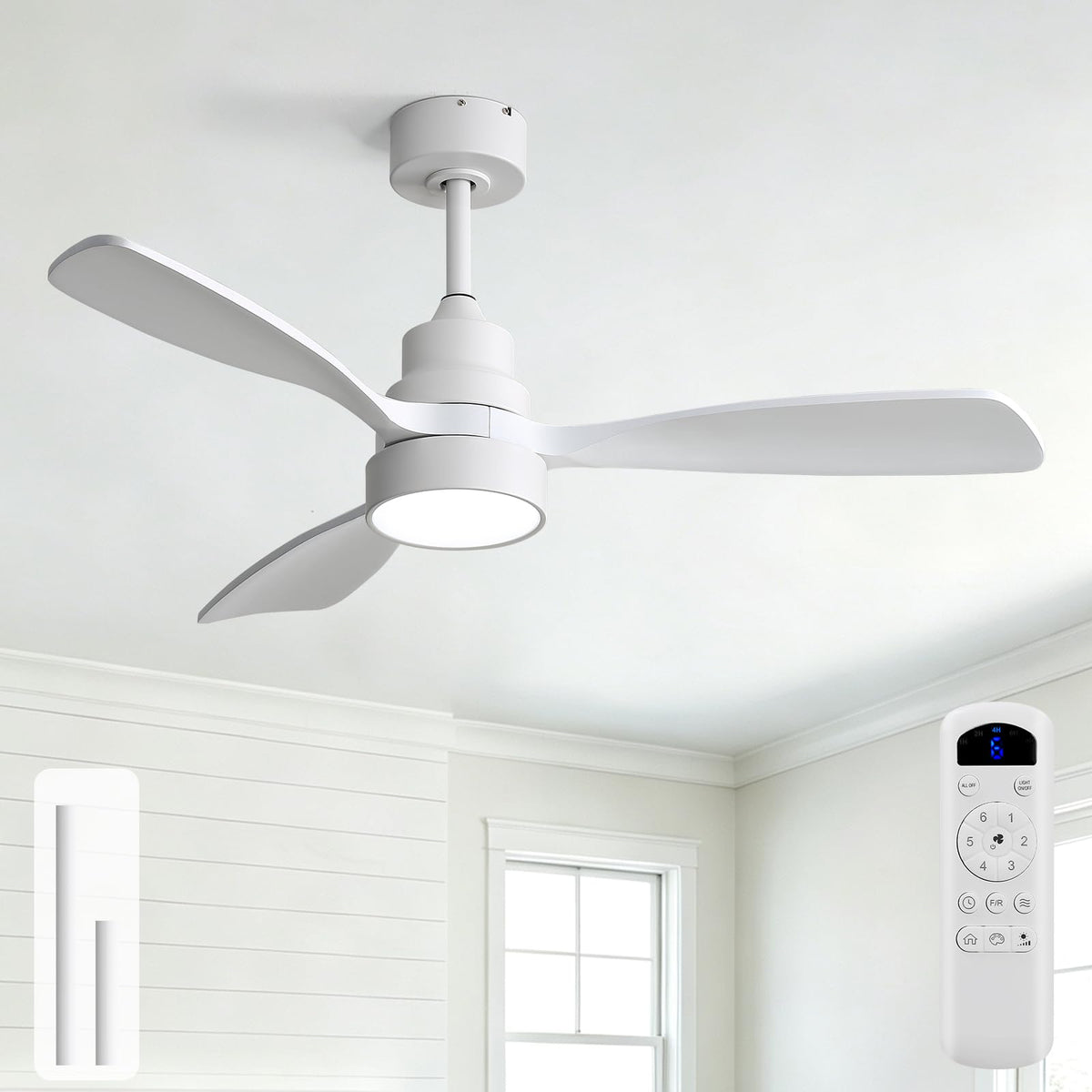 Sofucor 52 Inch Wood Ceiling Fans with Lights and Remote, Indoor/Outdoor | Modern, 3 Blade, Quiet Reversible DC Motor, 3CCT Dimmable, 6 Speeds, Timer, Bedroom/Living Room/Patio/Kitchen, Natural Wood